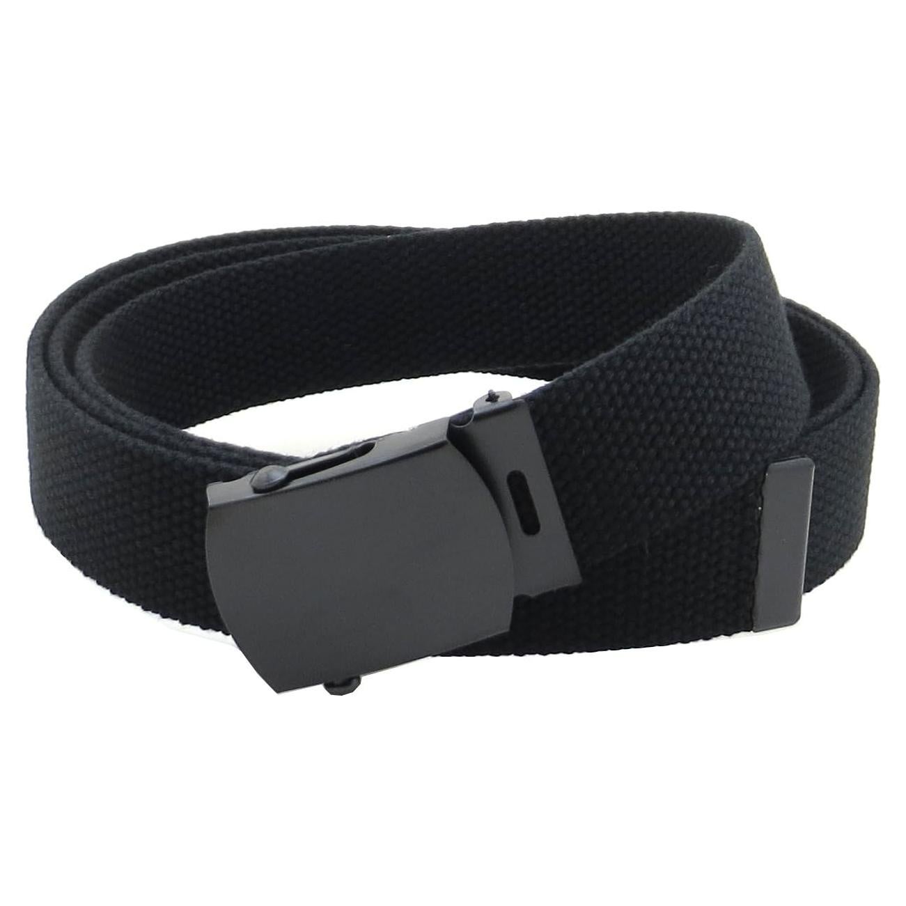 Cinturón Militar de Lona Negra Ajustable 142 cm