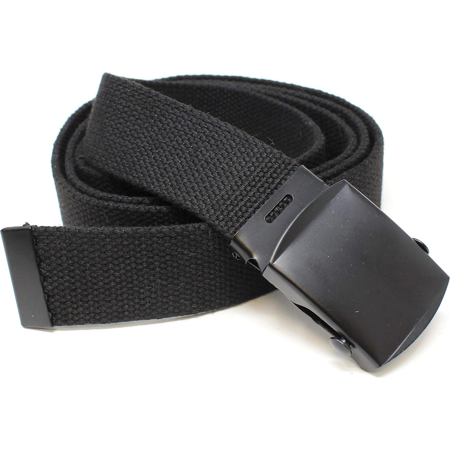 Cinturón Militar de Lona Negra Ajustable 142 cm