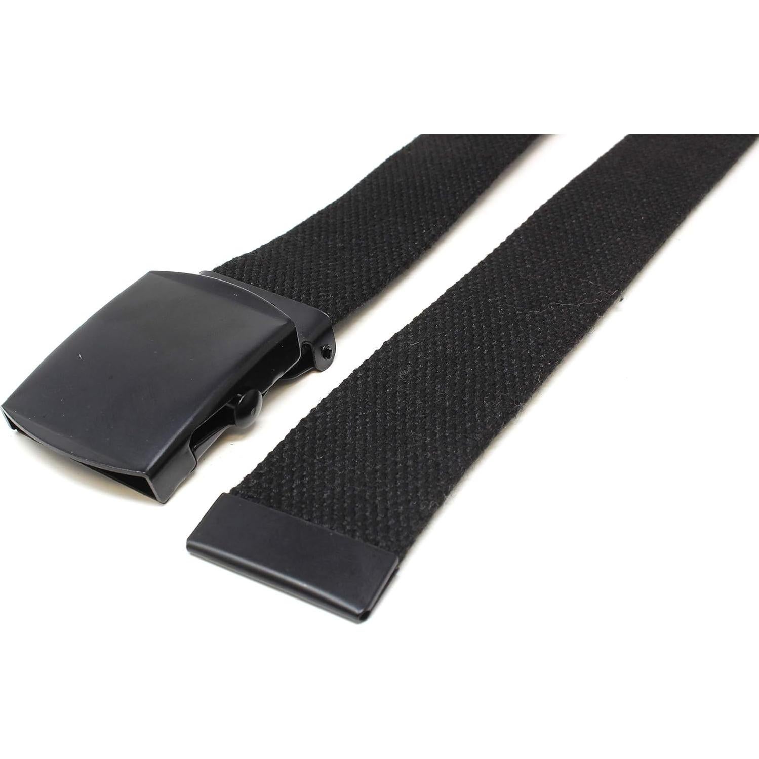 Cinturón Militar de Lona Negra Ajustable 142 cm