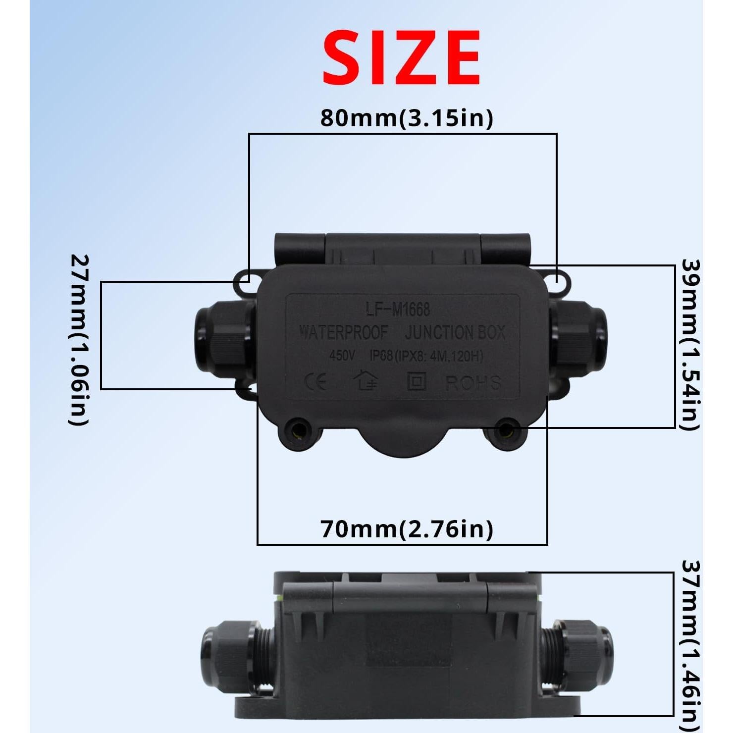 Caja de Conexiones Impermeable IP68 MAKERELE 2 Vías 8cm