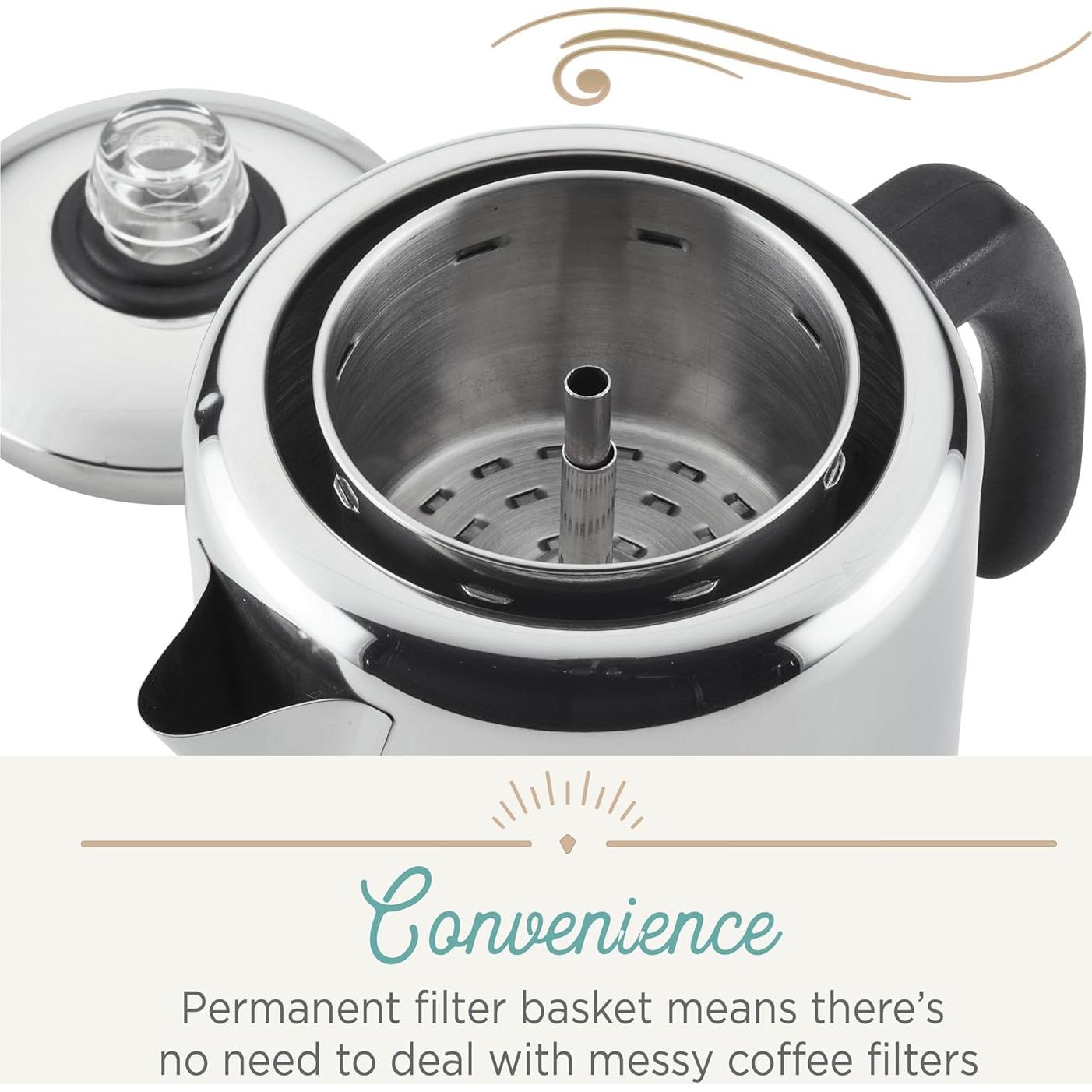 Percolador de café Farberware Yosemite 8 tazas acero inoxidable