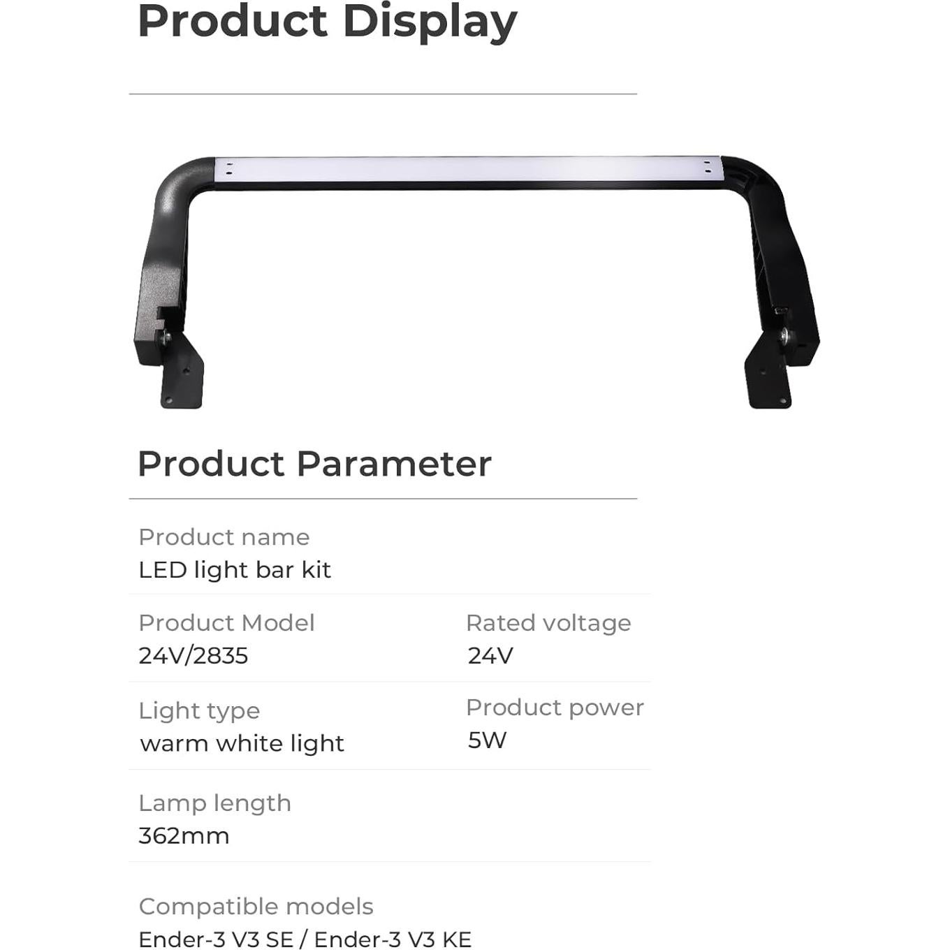 Kit de Barra de Luz LED Creality para Ender-3 V3 SE/KE