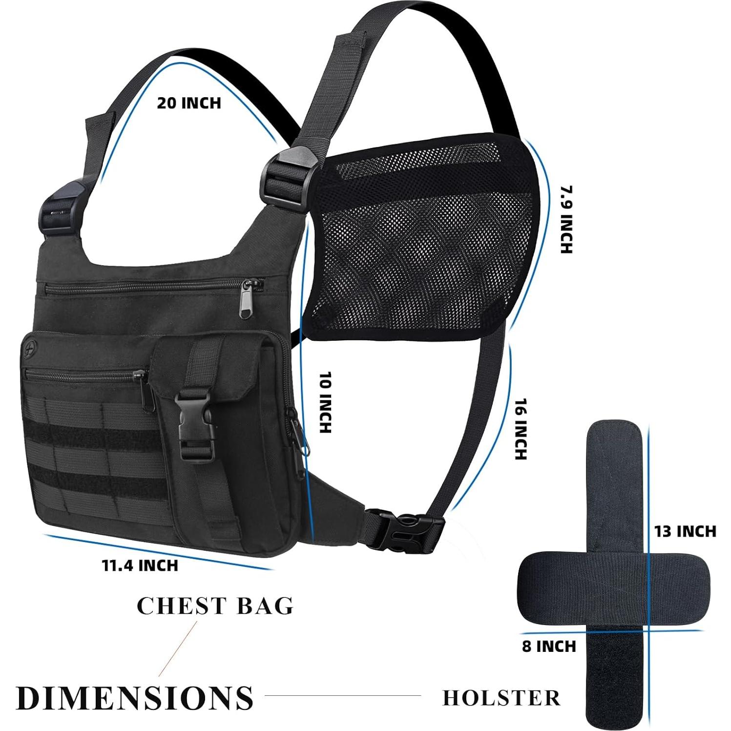 Bolsa Táctica para el Pecho LL220925BK-S Resistente al Agua