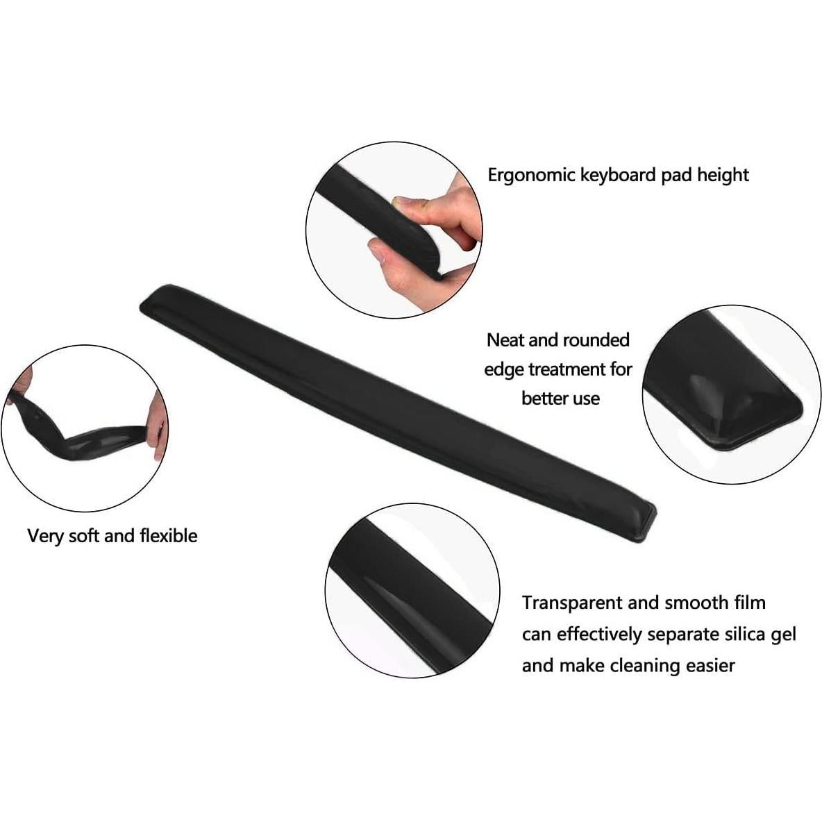 Juego de Reposamuñecas de Gel Ergonómico ABRONDA Negras