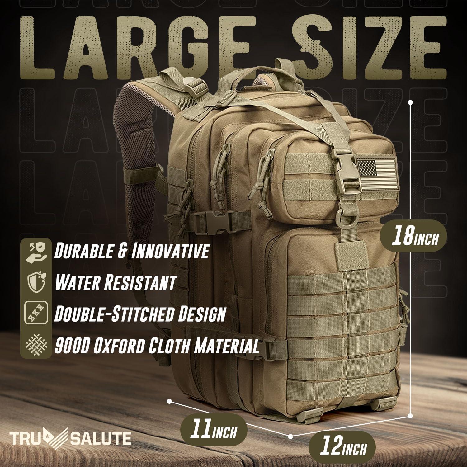 Mochila Táctica Militar 45L Tan con Sistema Molle