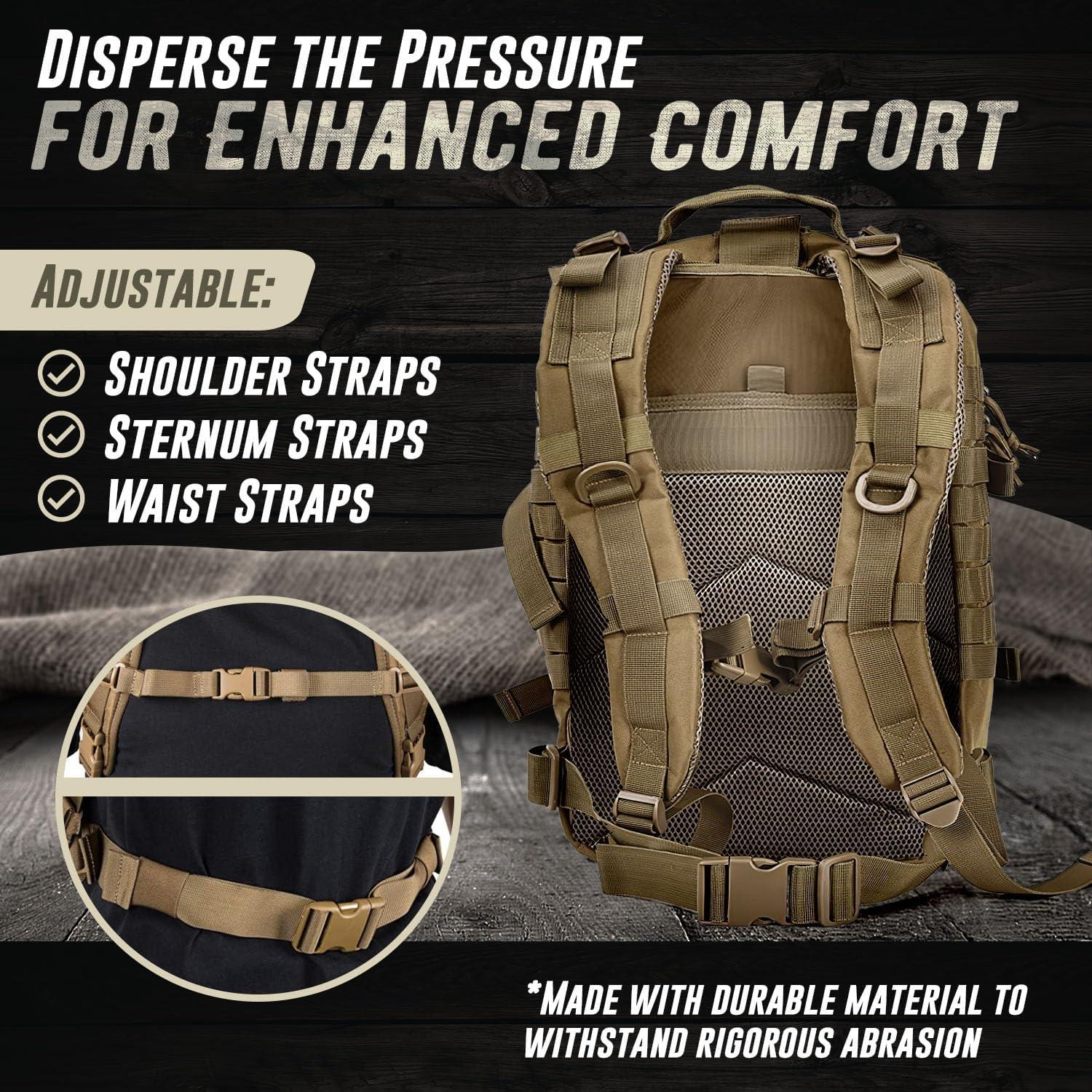 Mochila Táctica Militar 45L Tan con Sistema Molle