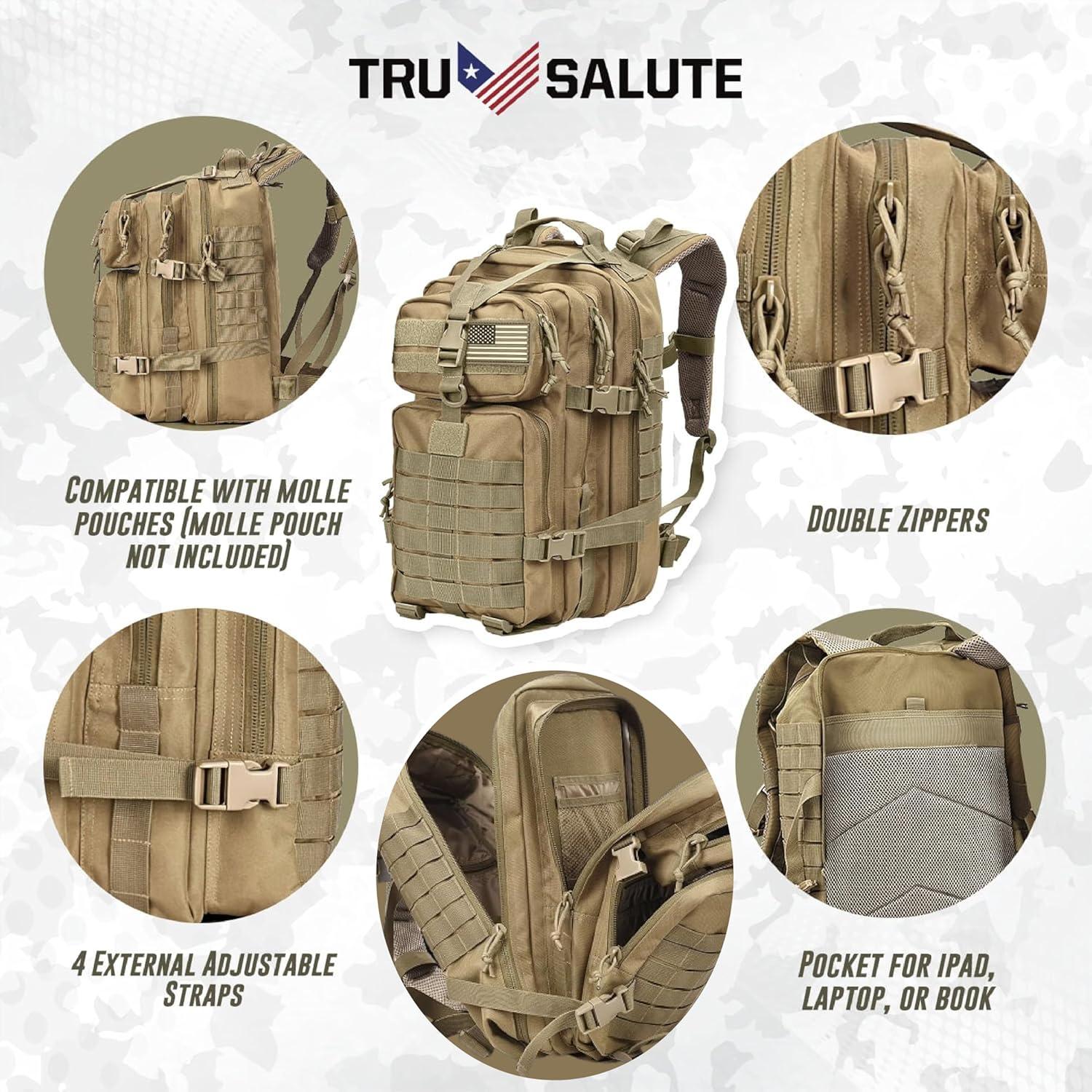 Mochila Táctica Militar 45L Tan con Sistema Molle