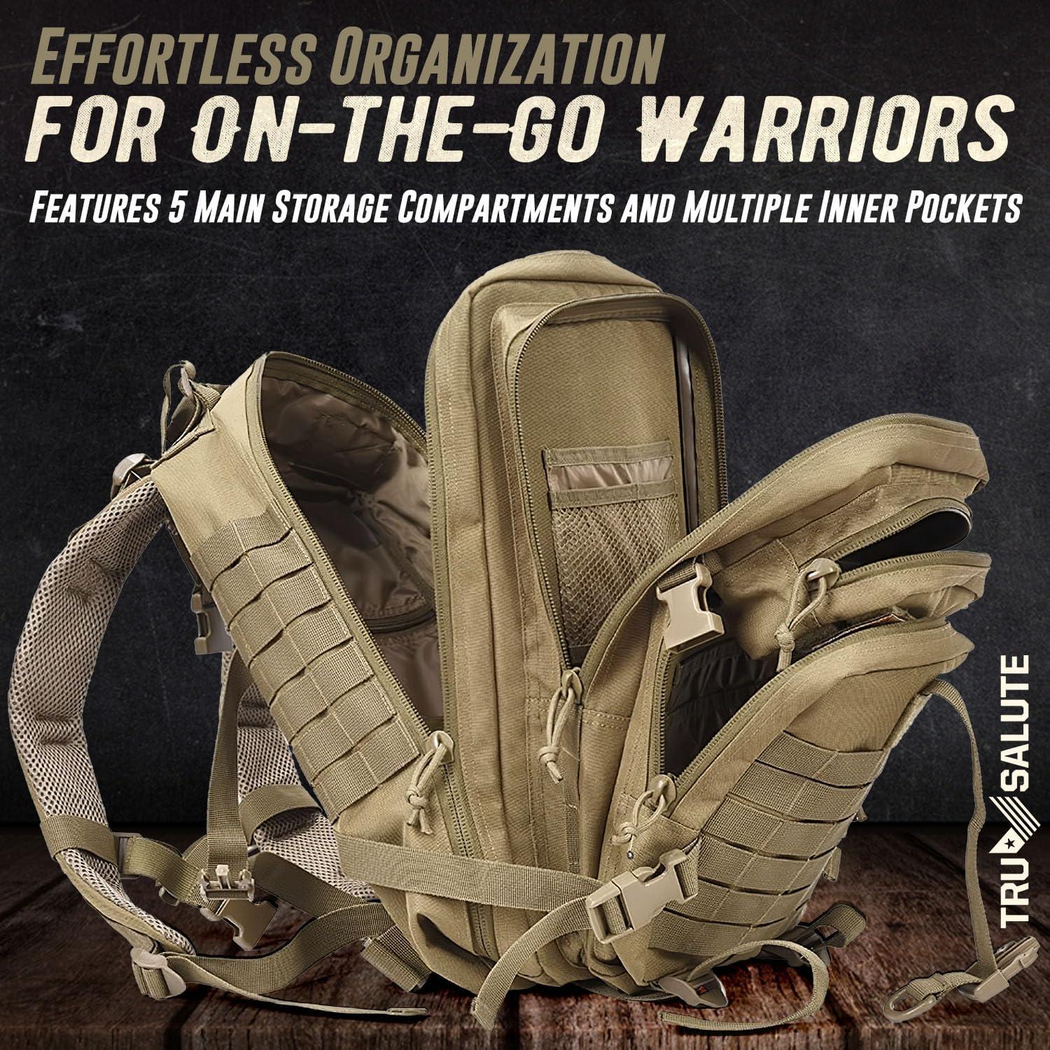 Mochila Táctica Militar 45L Tan con Sistema Molle