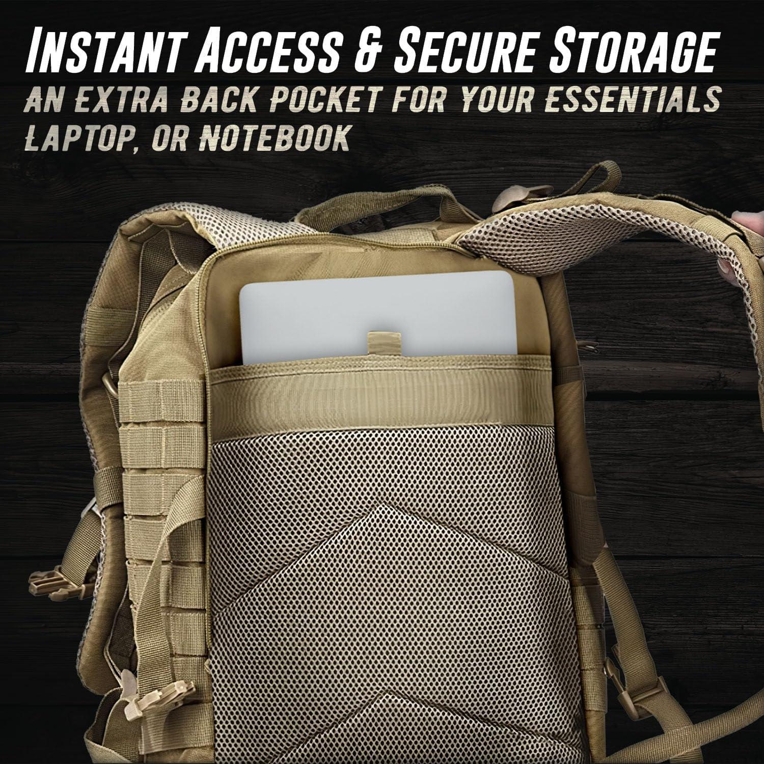 Mochila Táctica Militar 45L Tan con Sistema Molle