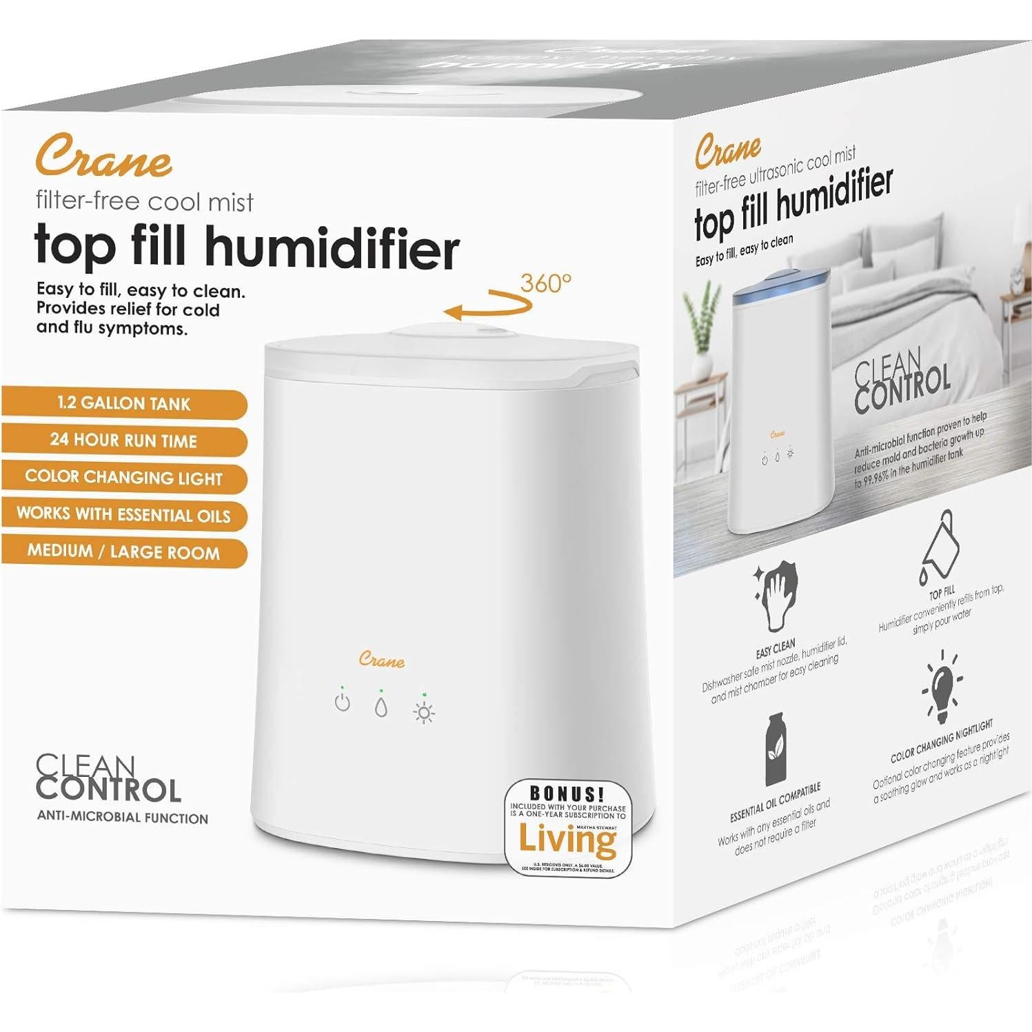 Humidificador Crane Llenado Superior 1.2 Galones Niebla Fresca