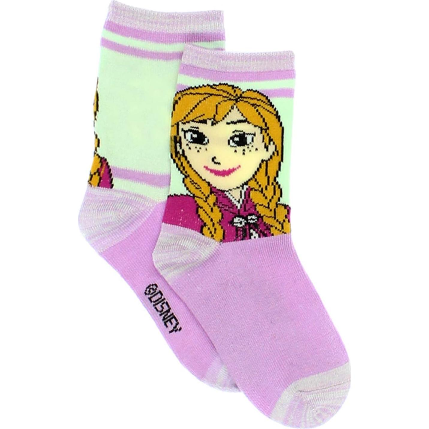 Conjunto de 4 calcetines Disney Frozen para niñas - Anna y Elsa