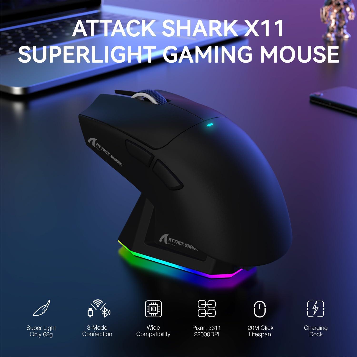 Ratón Gaming Inalámbrico ATTACK SHARK X11 22K DPI RGB
