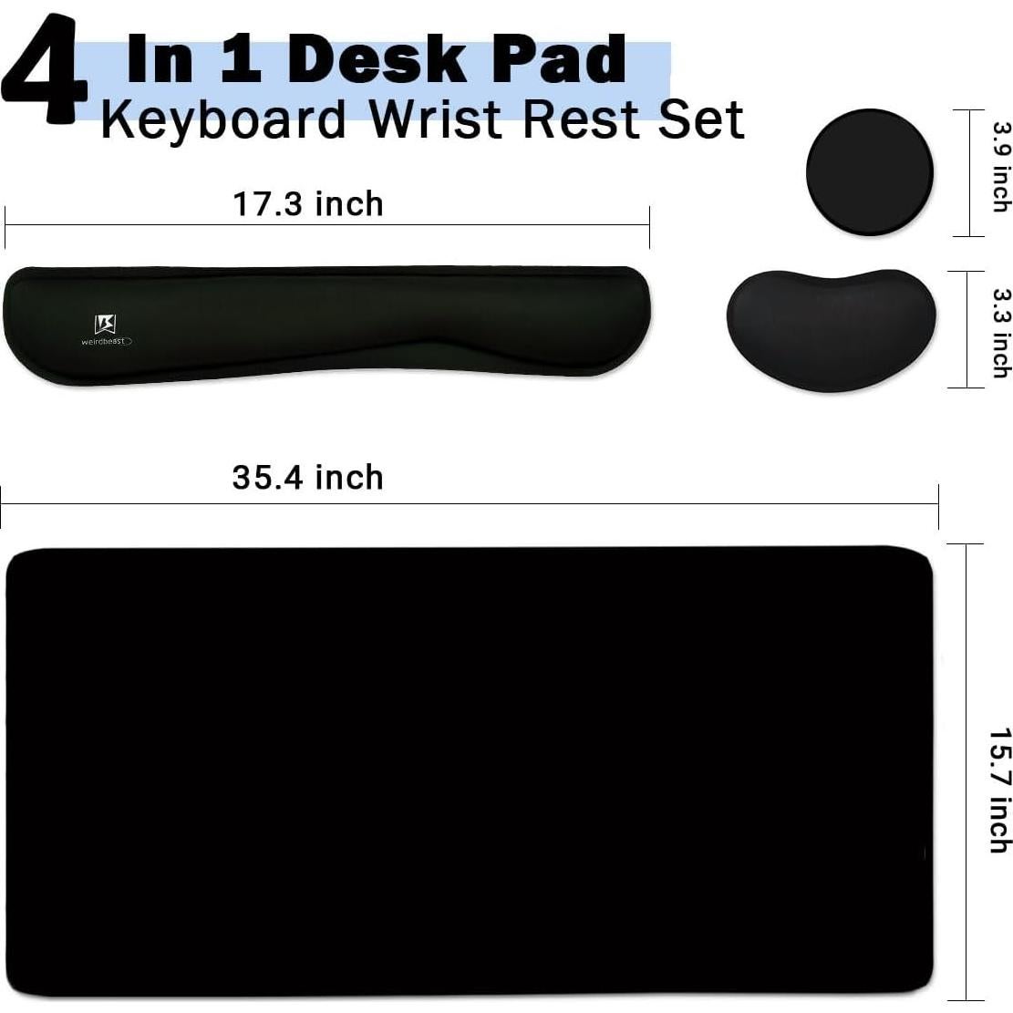 Juego de Almohadillas 4-en-1 WB WEIRDBEAST Negro - Escritorio Ergonómico