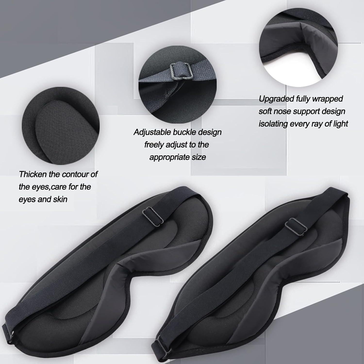 3D Contoured Sleep Mask for Side Sleepers - Eye Mask for Sleeping Light Blocking, Zero Eye Pressure & 100% Light Blocking, 2 Styles, Suitable for Men or Women