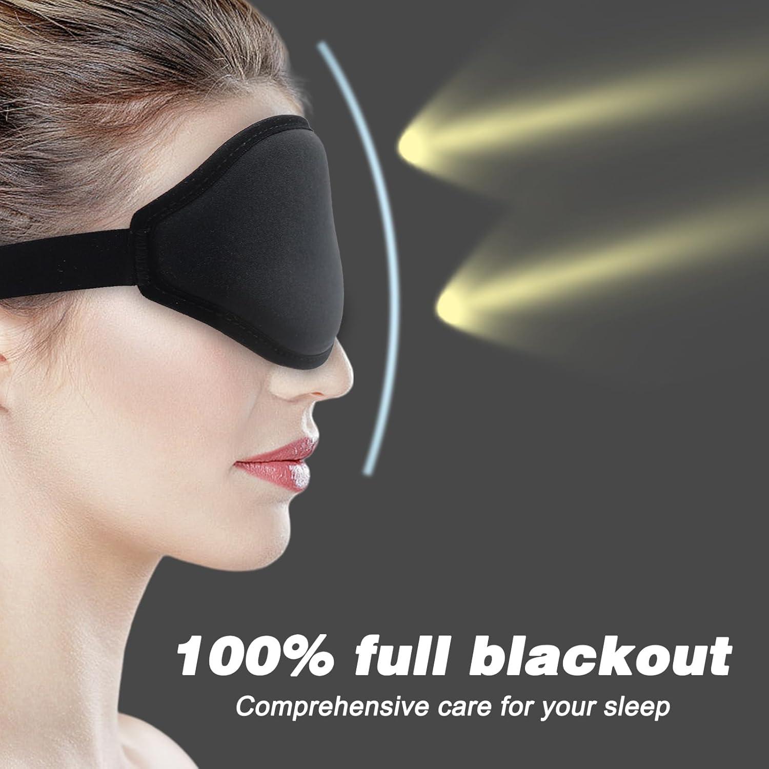 3D Contoured Sleep Mask for Side Sleepers - Eye Mask for Sleeping Light Blocking, Zero Eye Pressure & 100% Light Blocking, 2 Styles, Suitable for Men or Women