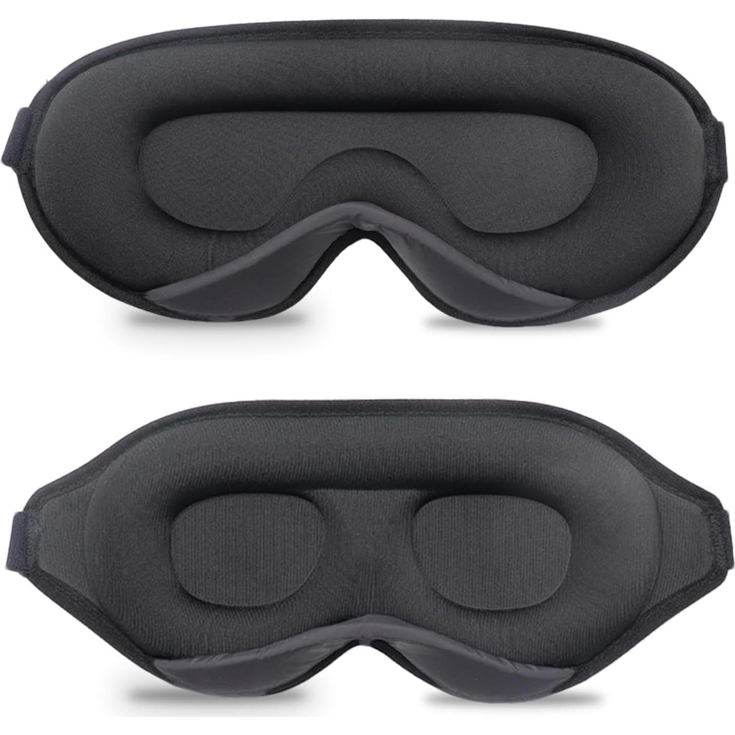 3D Contoured Sleep Mask for Side Sleepers - Eye Mask for Sleeping Light Blocking, Zero Eye Pressure & 100% Light Blocking, 2 Styles, Suitable for Men or Women
