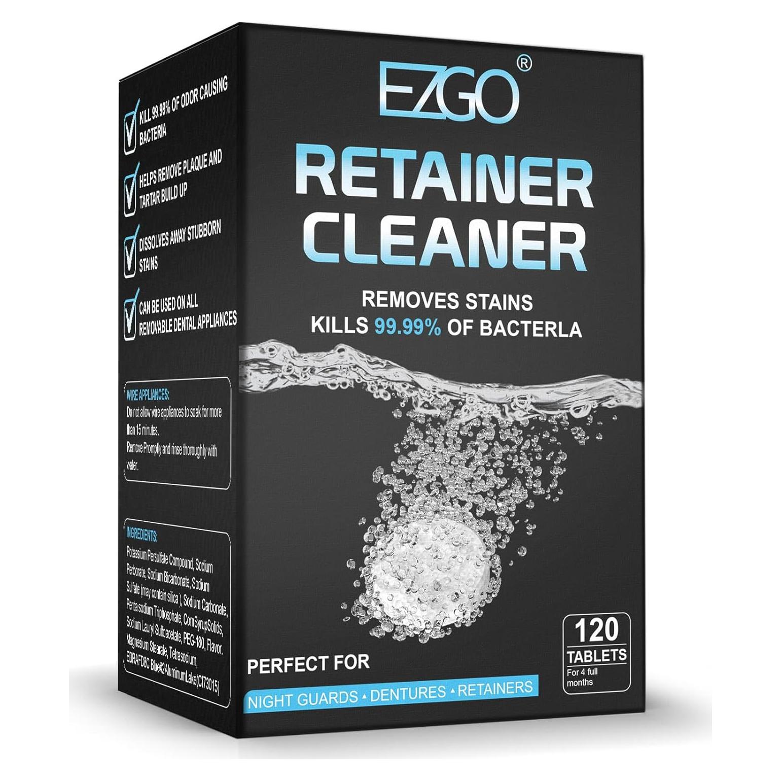 Tabletas Limpiadoras EZGO SUVELAM para Dentaduras 120 pcs