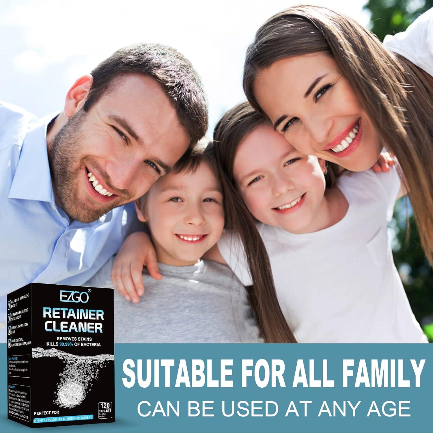 Tabletas Limpiadoras EZGO SUVELAM para Dentaduras 120 pcs