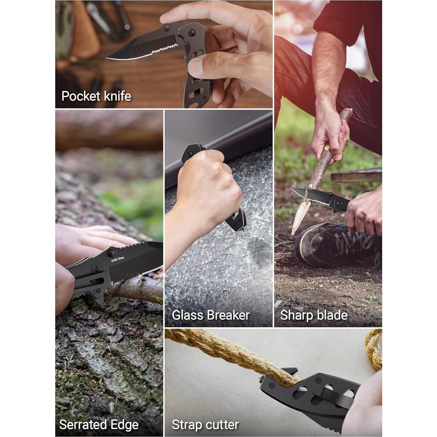 Cuchillo Plegable Táctico BUEN TRABAJADOR 6.81 cm Negro