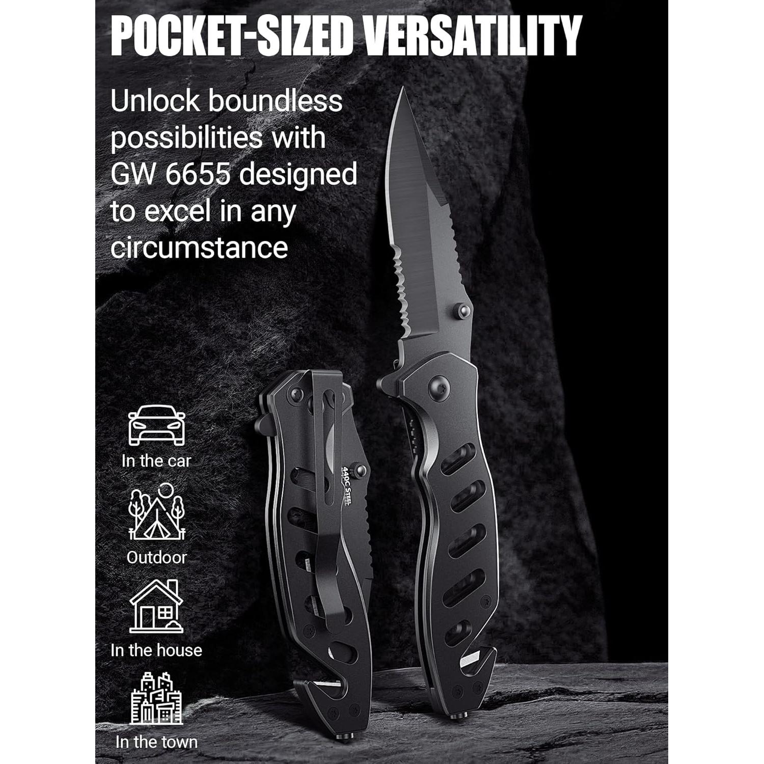 Cuchillo Plegable Táctico BUEN TRABAJADOR 6.81 cm Negro