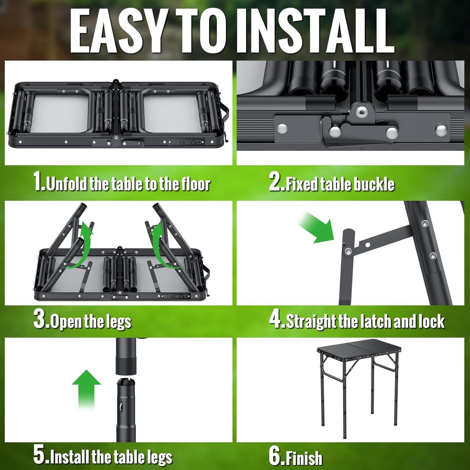 Mesa de Camping Plegable GARLLEN HFWGAL011-A 57.9x39.9cm Negra