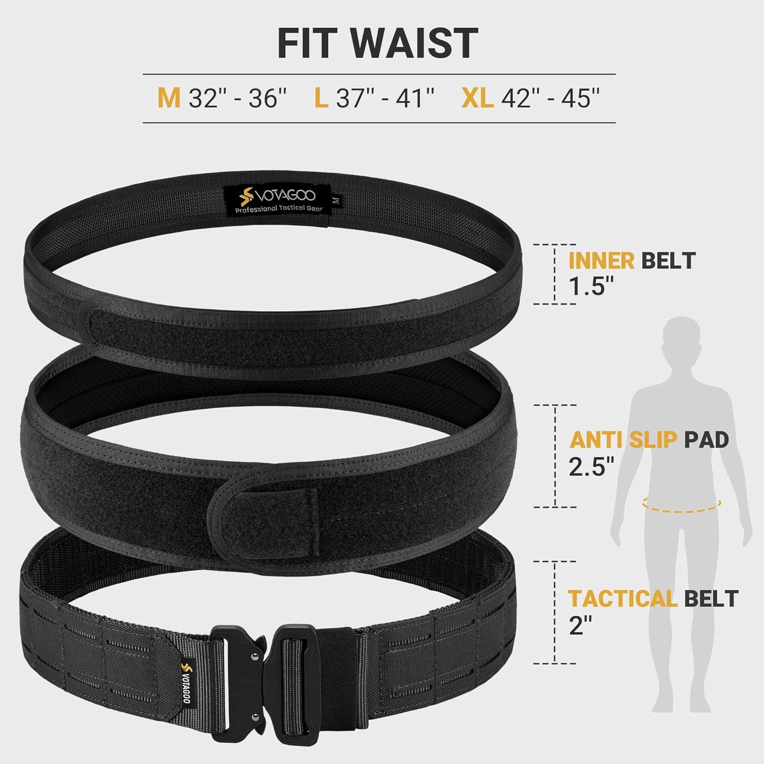 Cinturón Táctico MOLLE Negro 5,08 cm Ajustable