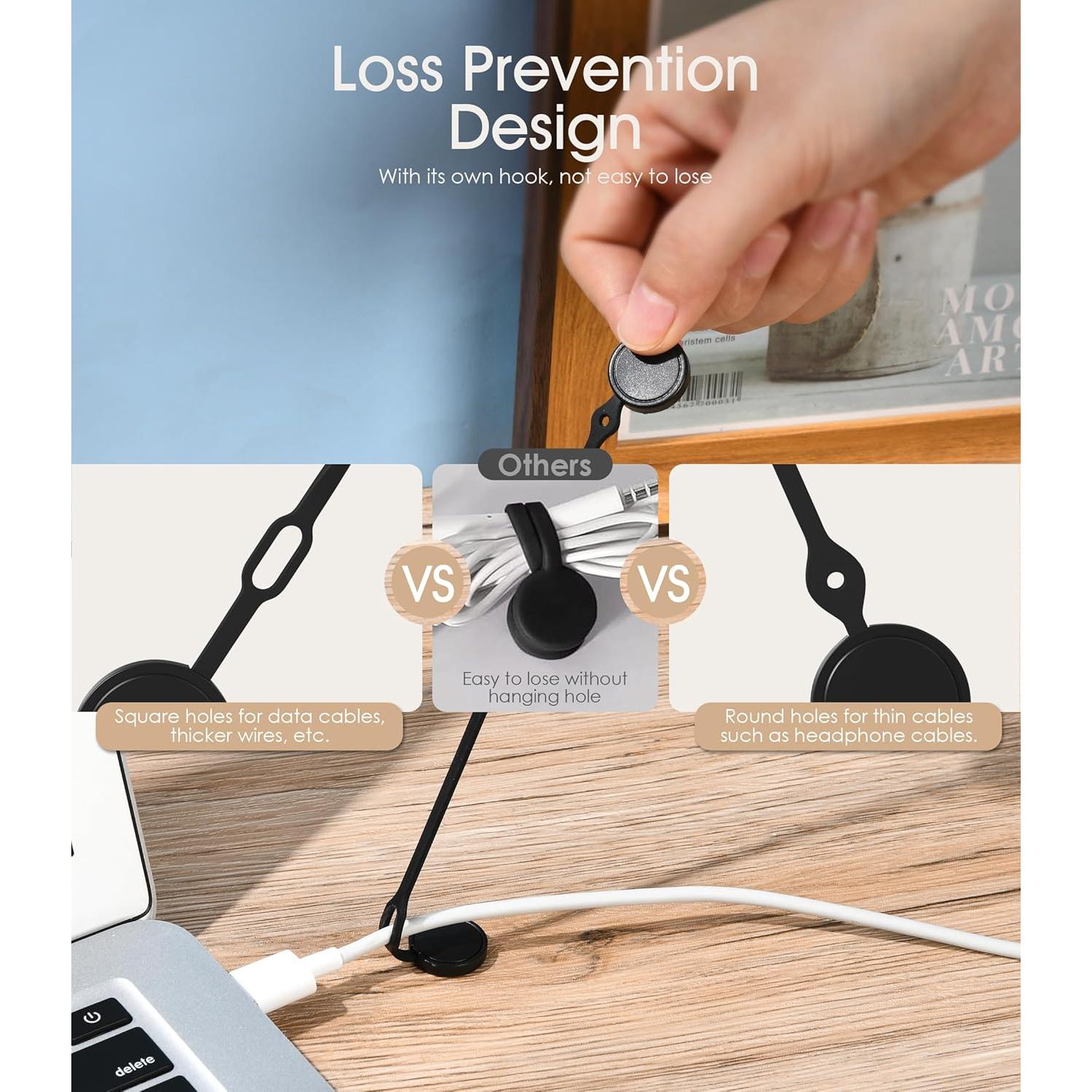 20Pcs Nearockle Reusable Magnetic Cable Ties, 2024 Upgraded 7.3"&3.3" N52 Strong Magnet Cable Clips Cord Organizer for Desk Electrical Cords, Charging Cords, Whiteboard Fridge Magnets (Black)