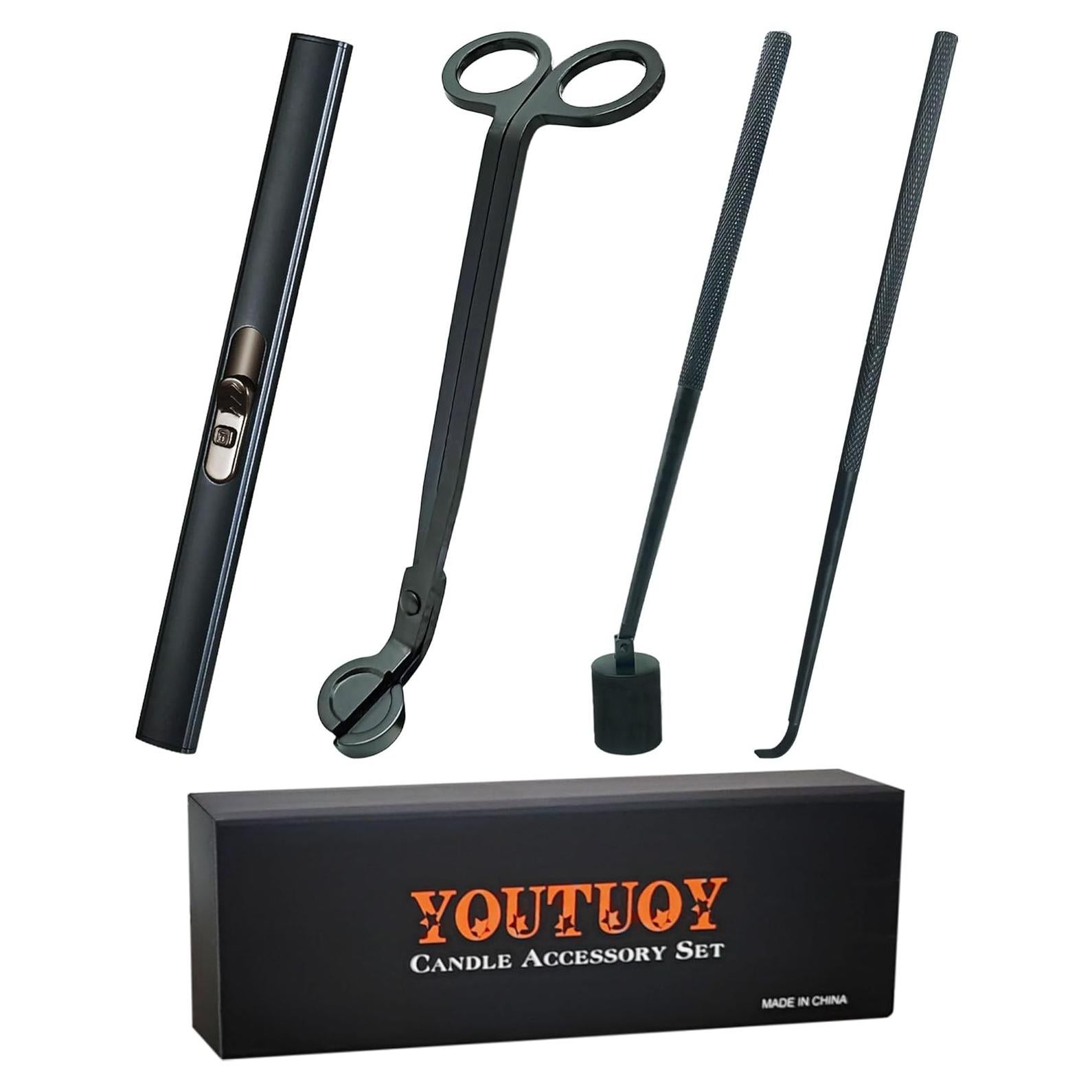 Juego de Accesorios para Velas YOUTUOY 4 en 1 Negro Mate