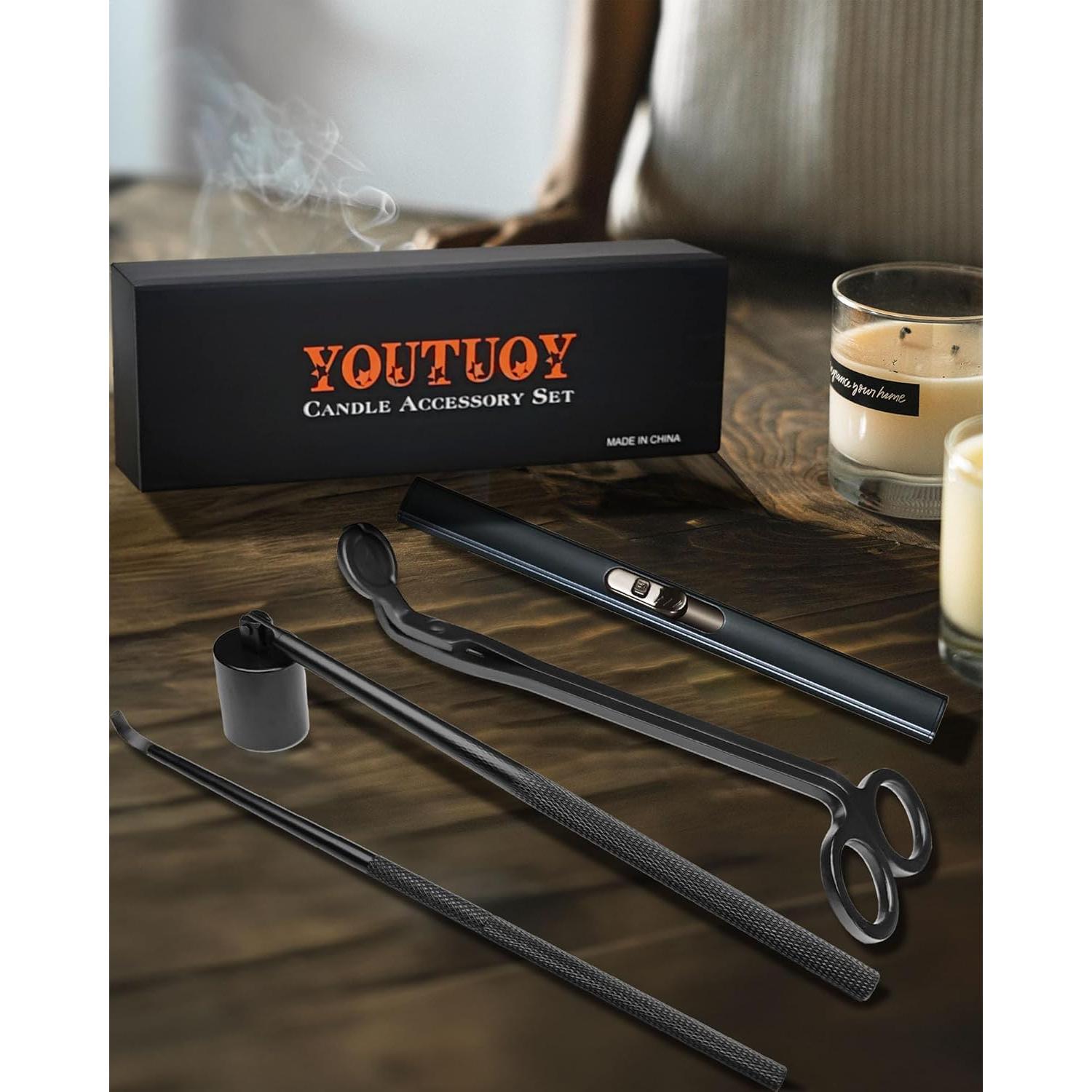 Juego de Accesorios para Velas YOUTUOY 4 en 1 Negro Mate