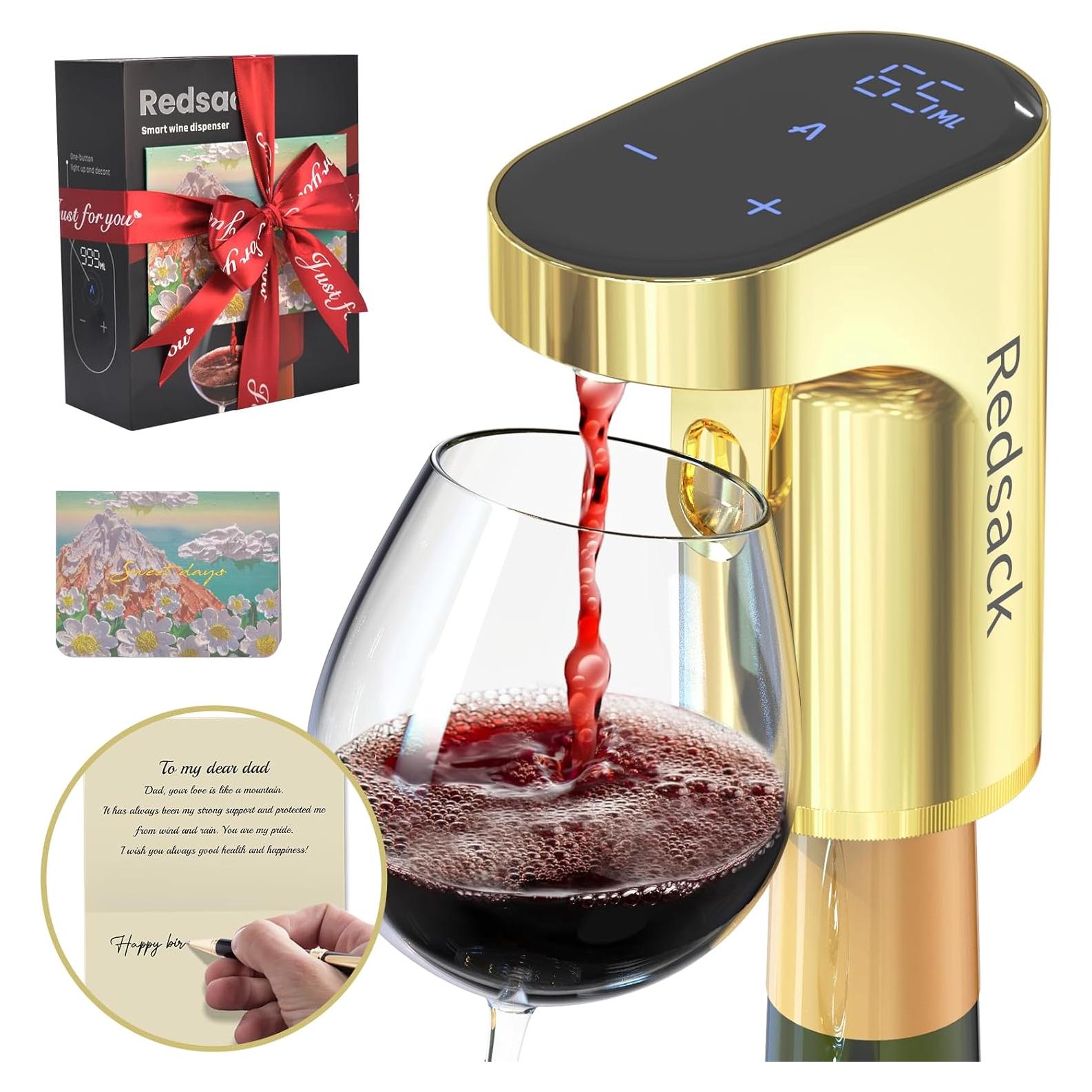 Rechargeable Wine/Whiskey/Liquor Electric Dispenser, Automatic Decanter/Aerator/Pourer, Smart Quantitative Dispensing Adjustable 0-999ml, Men's/Women Birthday Gift, Exclusive Card (for Dad)