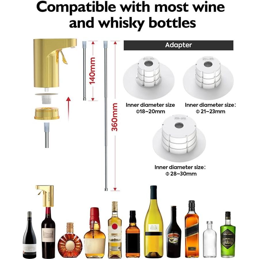 Rechargeable Wine/Whiskey/Liquor Electric Dispenser, Automatic Decanter/Aerator/Pourer, Smart Quantitative Dispensing Adjustable 0-999ml, Men's/Women Birthday Gift, Exclusive Card (for Dad)