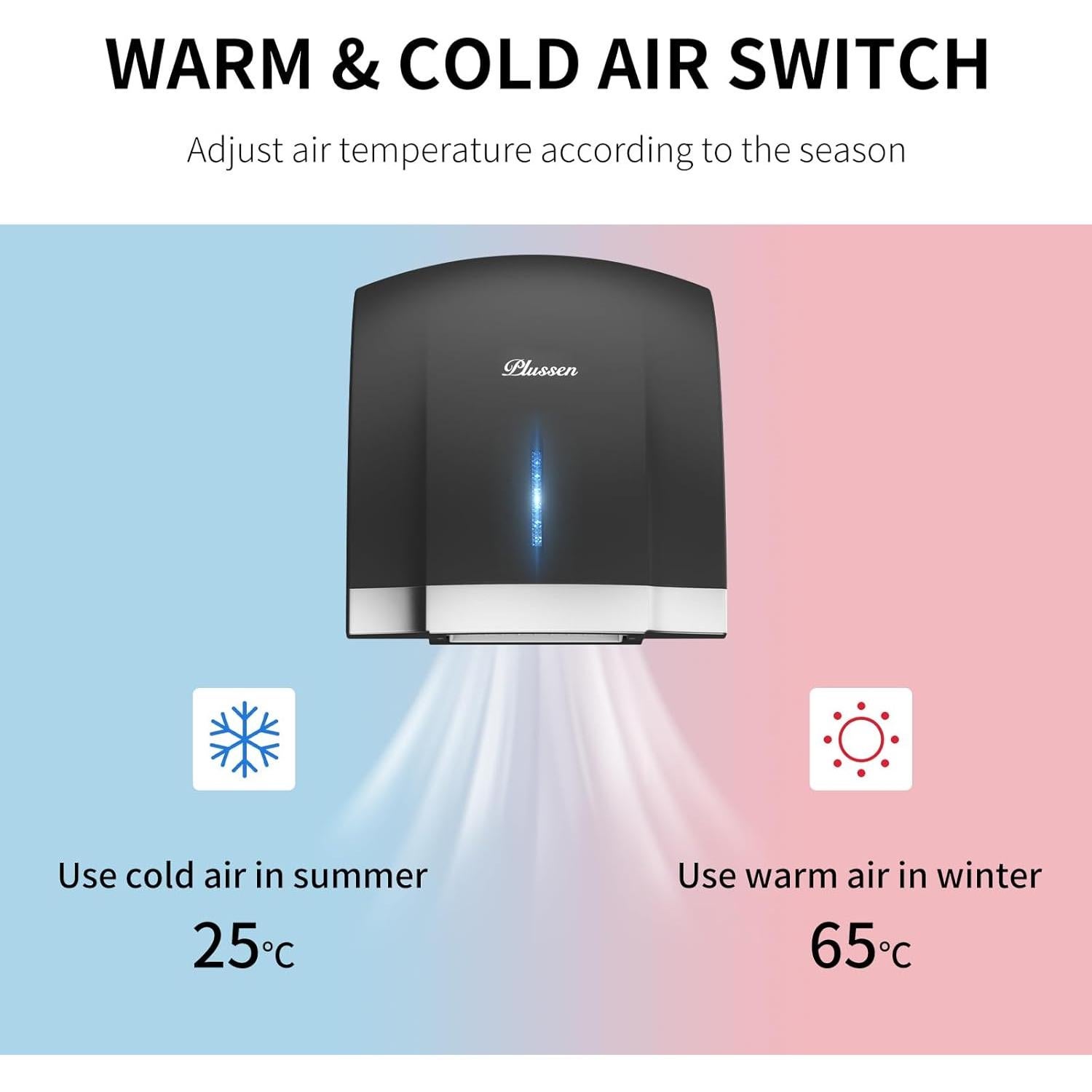 Secador de Manos Automático Compacto 2.34 kg Negro