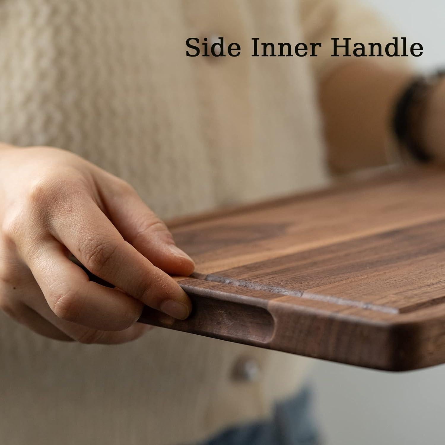 Muso Wood Walnut Cutting Board for Kitchen, Wooden Cutting Board with Juice Groove and Side Handle, Wood Board for Food and Charcuterie (13 x 9 in)
