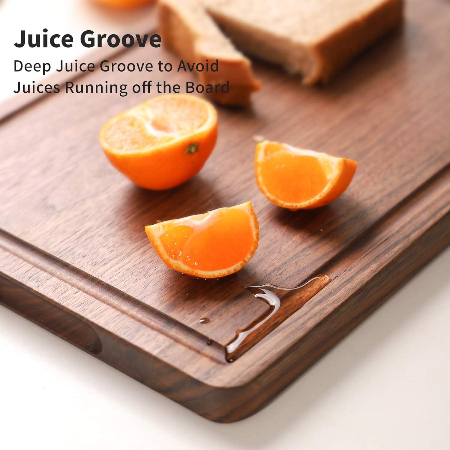Muso Wood Walnut Cutting Board for Kitchen, Wooden Cutting Board with Juice Groove and Side Handle, Wood Board for Food and Charcuterie (13 x 9 in)