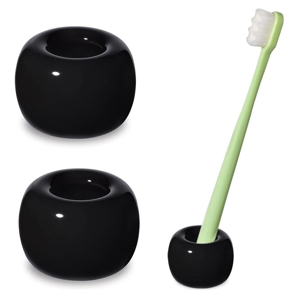 Soporte de Cepillo de Dientes Cerámica HalfofLife Negro 2 Piezas