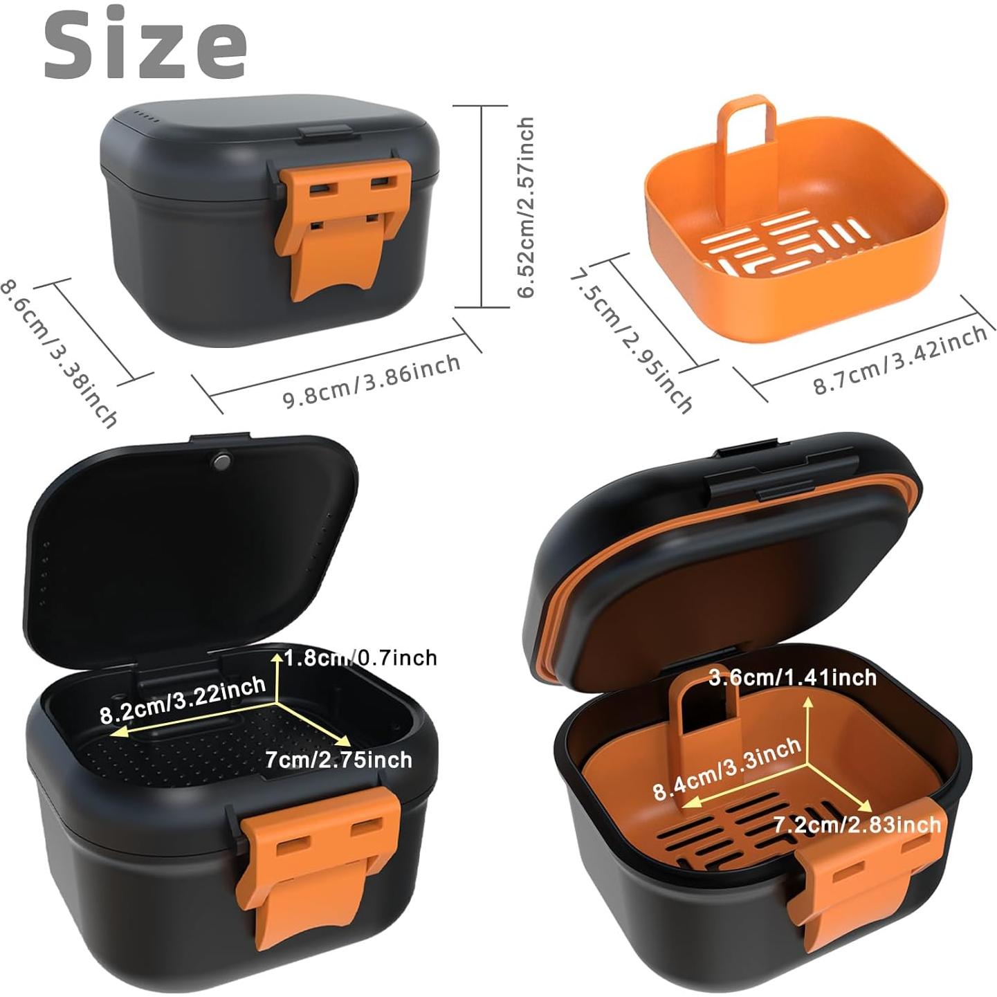 Taza de Baño para Dentaduras ARGOMAX Negra y Naranja