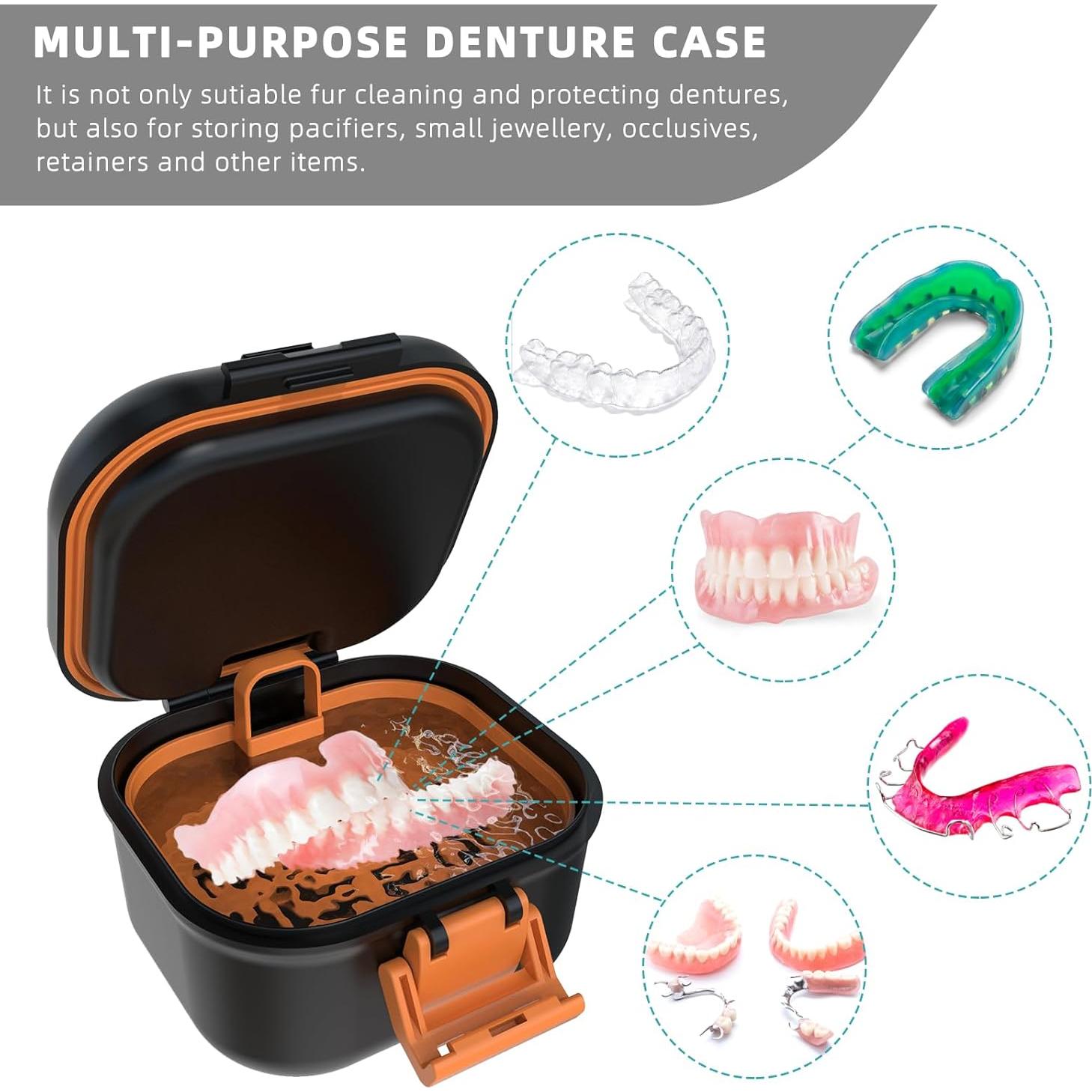 Taza de Baño para Dentaduras ARGOMAX Negra y Naranja