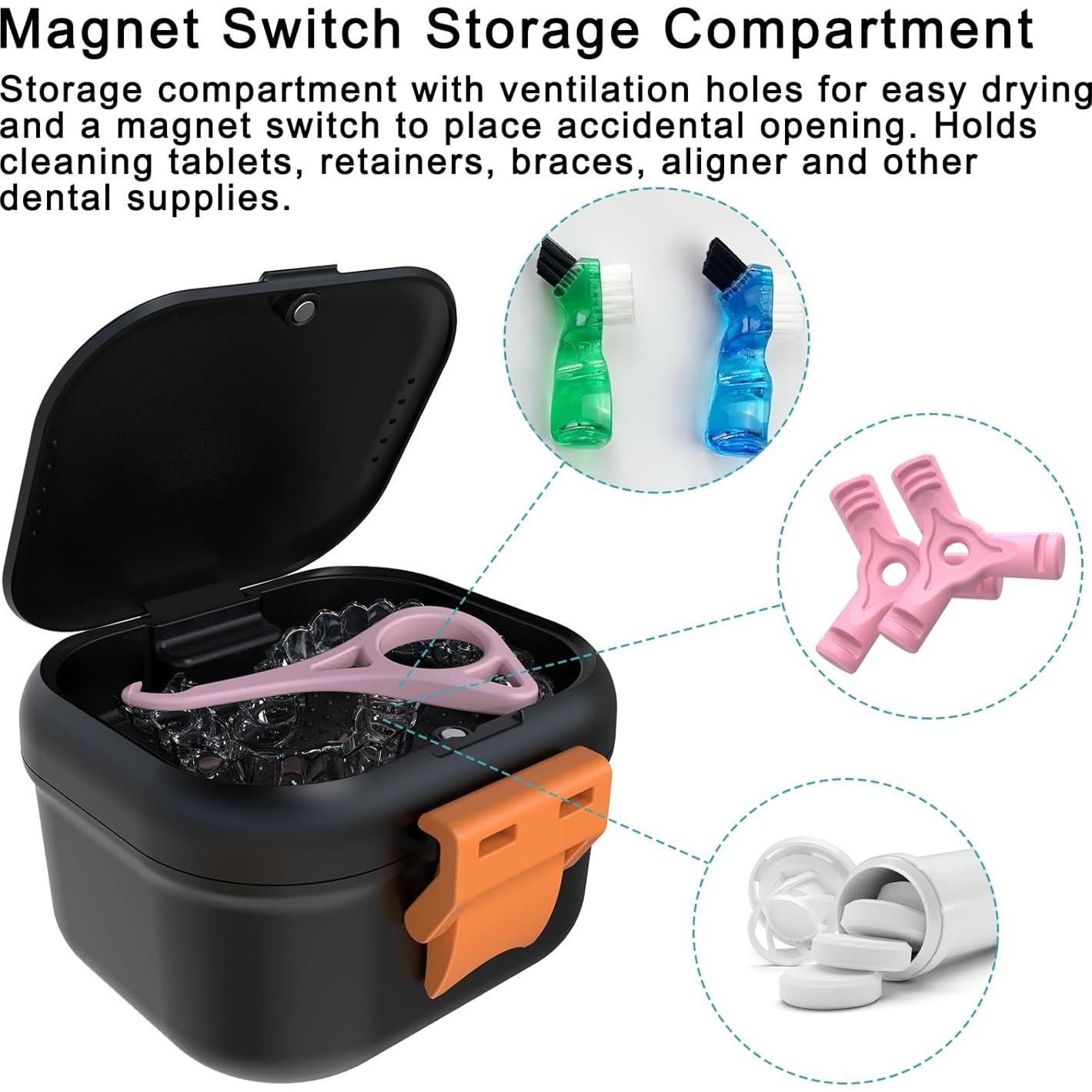 Taza de Baño para Dentaduras ARGOMAX Negra y Naranja