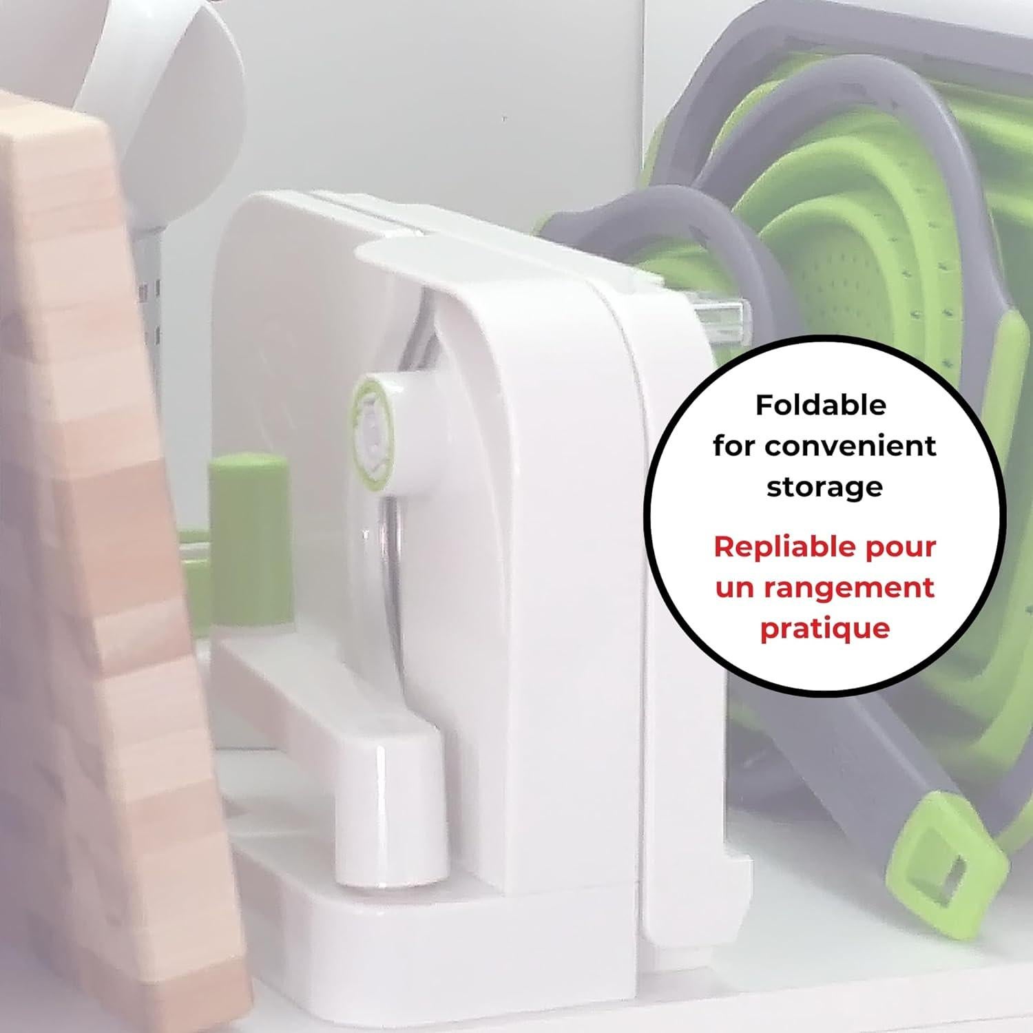 Starfrit Deli Slicer - Slices Meat, Cheese, Bread - 6.5" Stainless Steel Blade - Adjustable Thickness Knob - Nestable for Easy Storage | 2-in-1 Fruit and Vegetable with Bonus Peeler