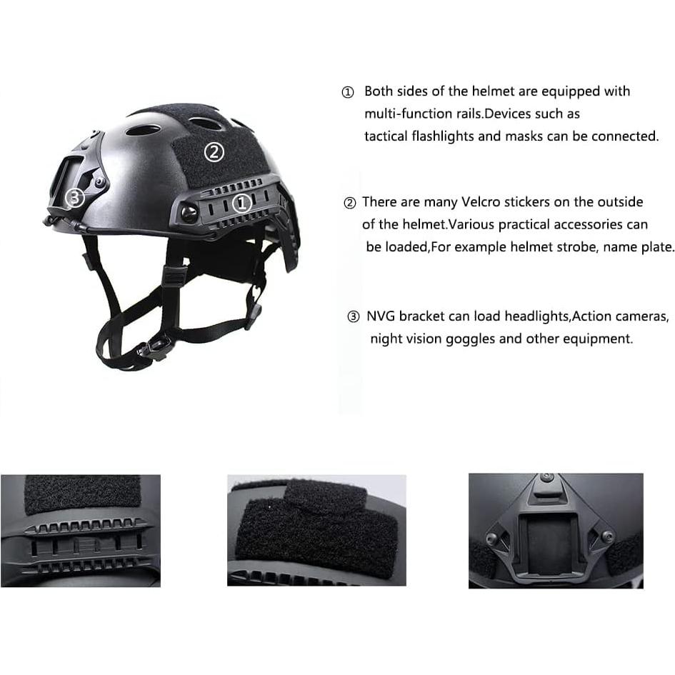 Casco Táctico LEJUNJIE LE191-PJ-BK para Airsoft Negro