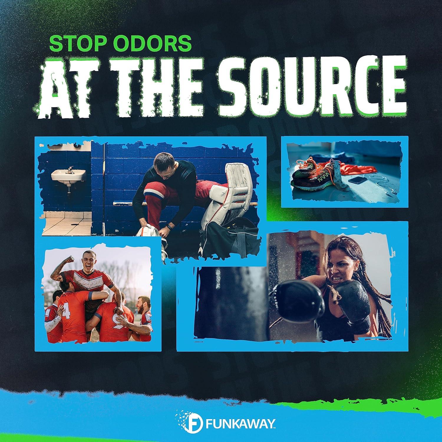 FunkAway Sport Aerosol Spray, 3.4 oz., The Extreme Odor Eliminator Refreshes Shoes and Sports Gear, For Stuff You Can't Put In The Wash