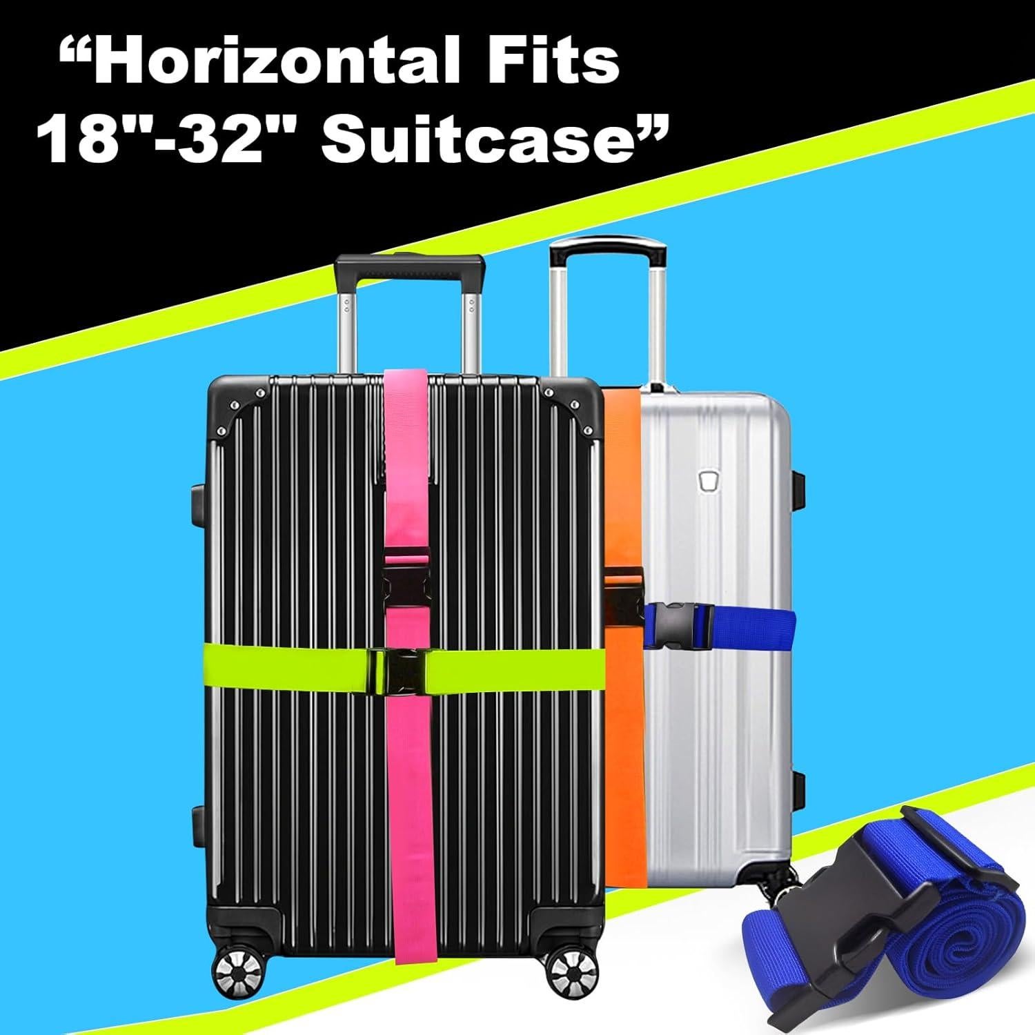 Luggage Straps Suitcase Belts Straps Set, TSA Approved Travel Belts Accessories, Wide Adjustable Packing Straps with Quick-Release Buckle (12 Pack)