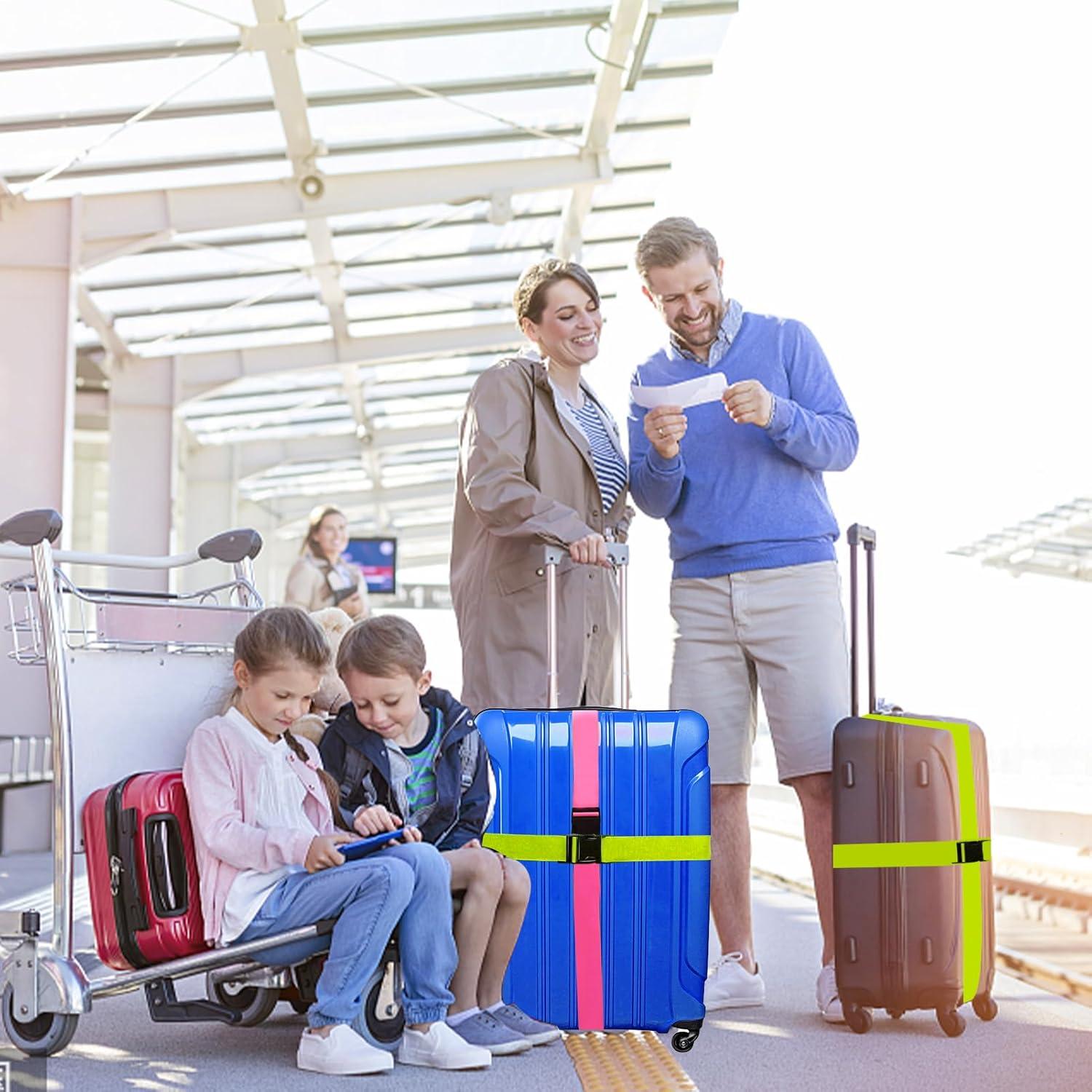 Luggage Straps Suitcase Belts Straps Set, TSA Approved Travel Belts Accessories, Wide Adjustable Packing Straps with Quick-Release Buckle (12 Pack)