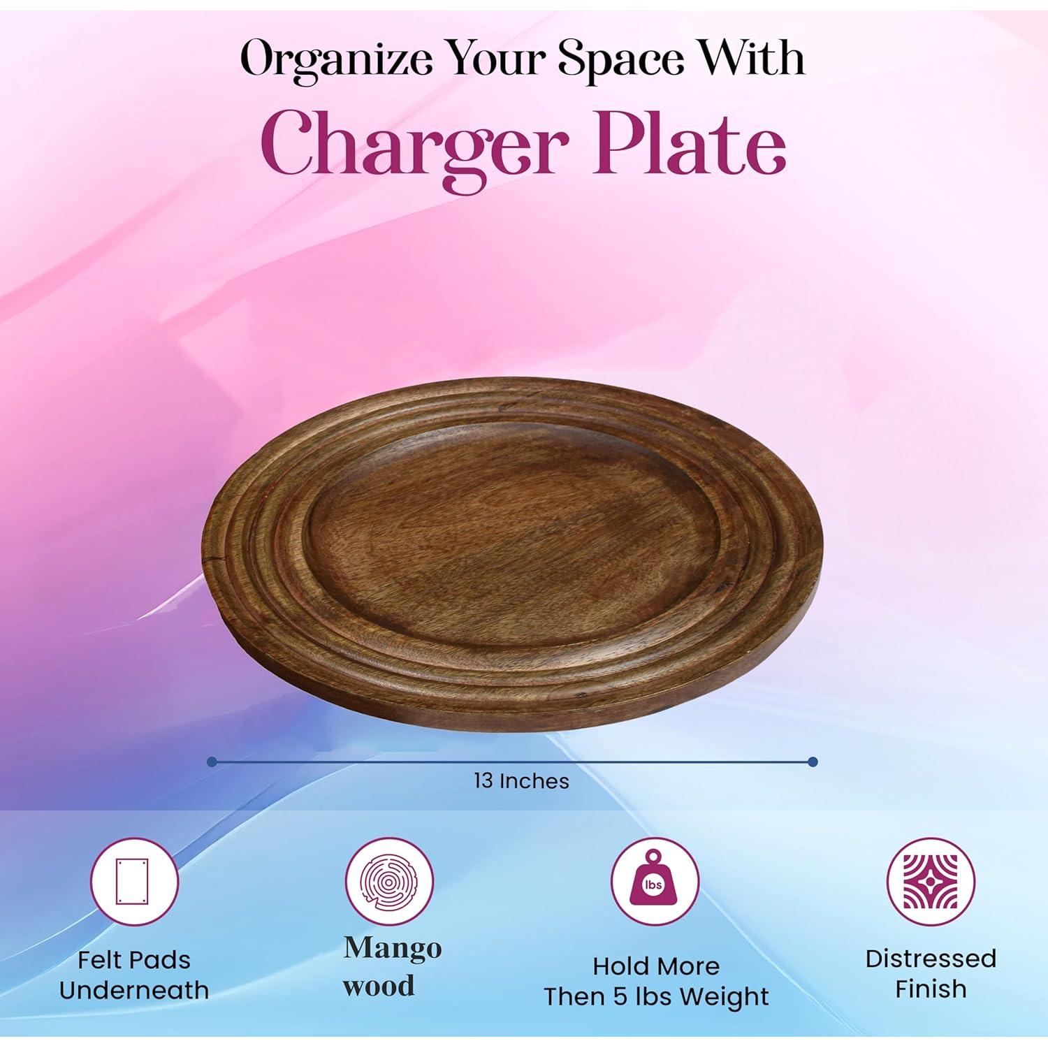 Platos Cargadores de Madera de Mango CLEENTABLE 33 cm Juego de 2