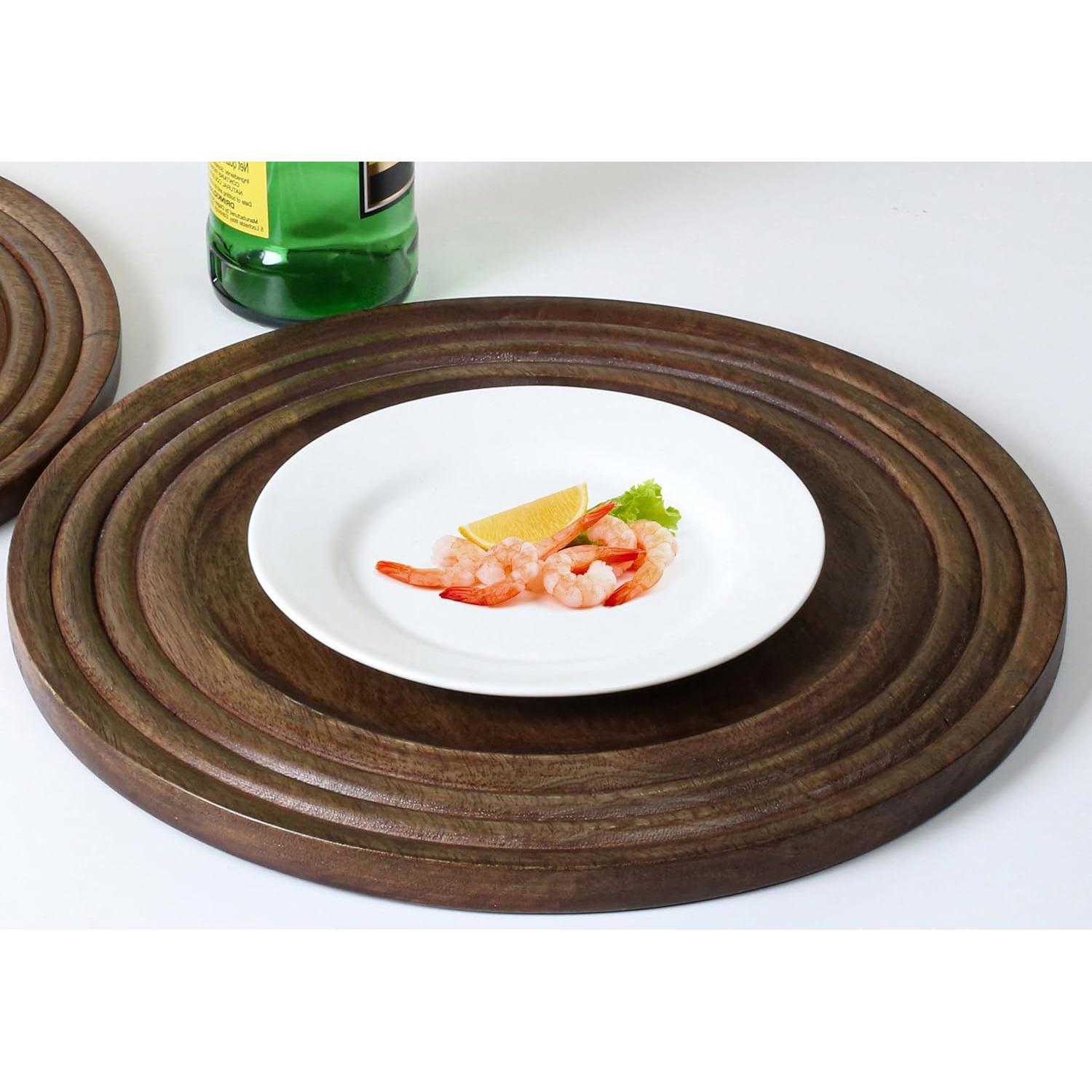 Platos Cargadores de Madera de Mango CLEENTABLE 33 cm Juego de 2