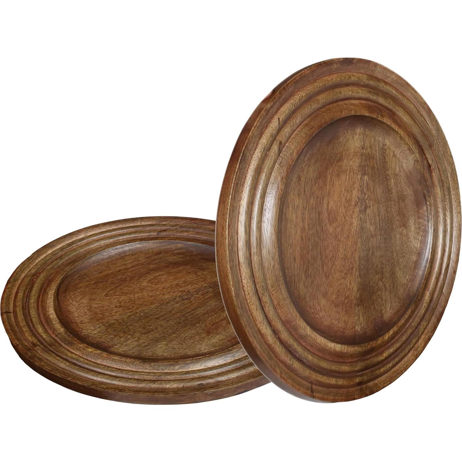 Platos Cargadores de Madera de Mango CLEENTABLE 33 cm Juego de 2