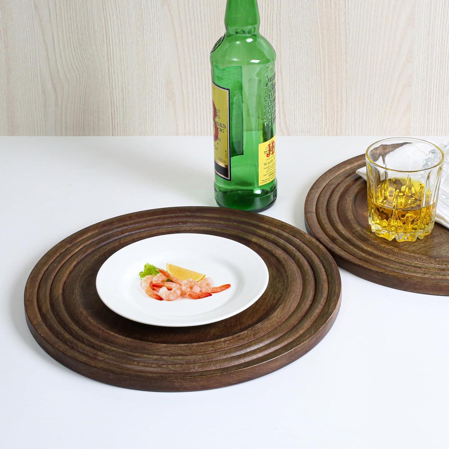 Platos Cargadores de Madera de Mango CLEENTABLE 33 cm Juego de 2