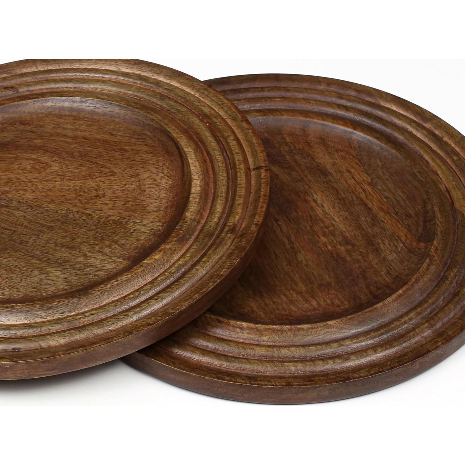 Platos Cargadores de Madera de Mango CLEENTABLE 33 cm Juego de 2
