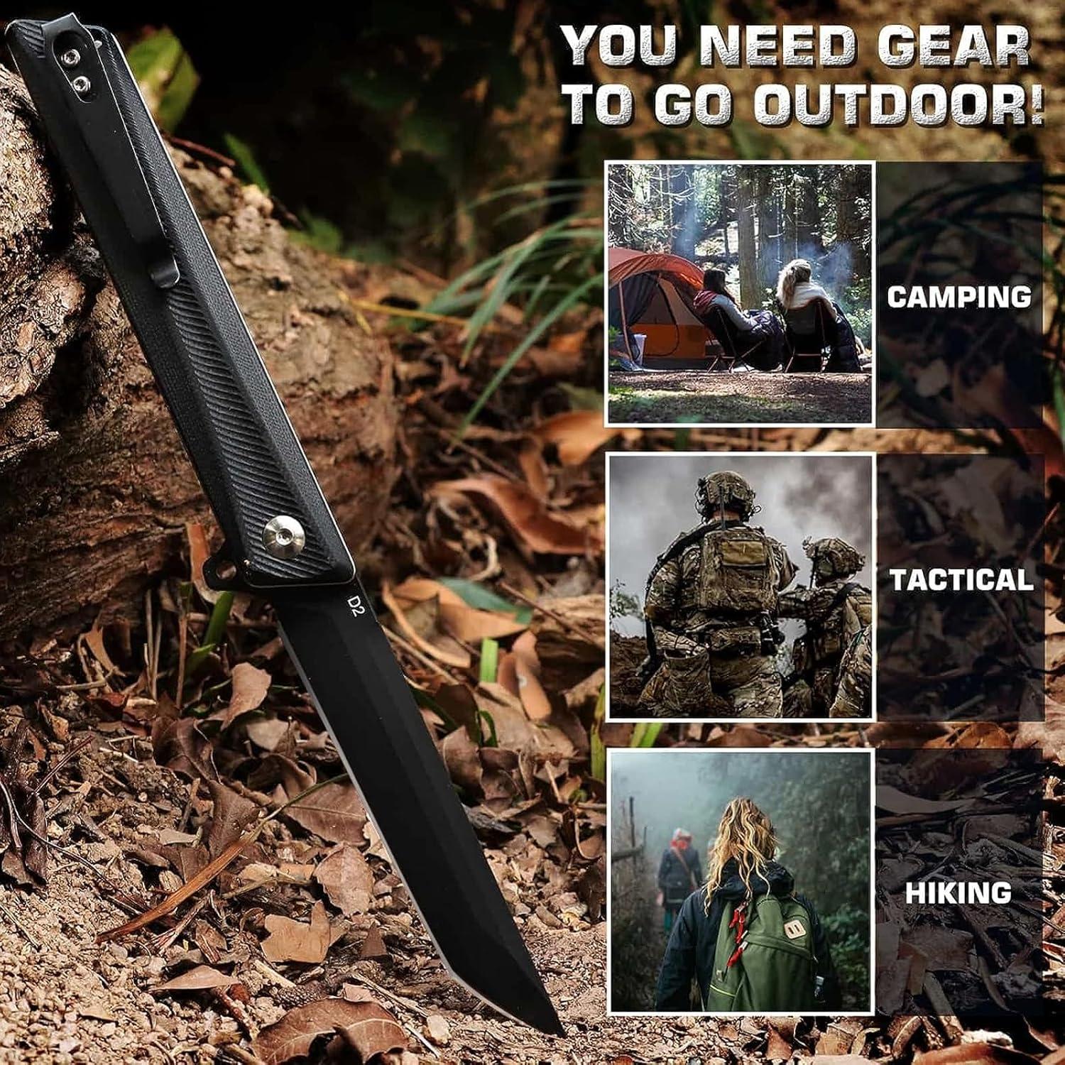 Cuchillo de bolsillo REMETTE GD22K, acero D2, EDC ligero