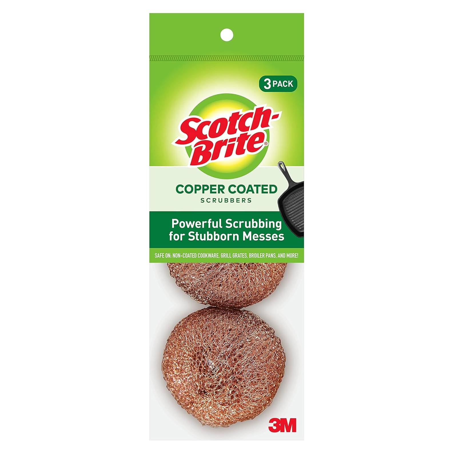 Scotch-Brite Copper Coated Scrubbing Scour Pads, 3 Scouring Scrubber Pads
